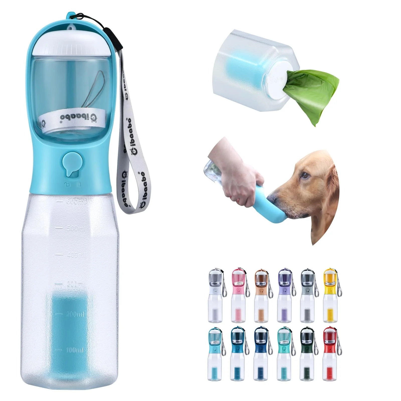 Unique Cibaabo Dog Water Bottle with Food Container Poop Bag Holder Travel Water Dispenser for Walking Hiking Dependable