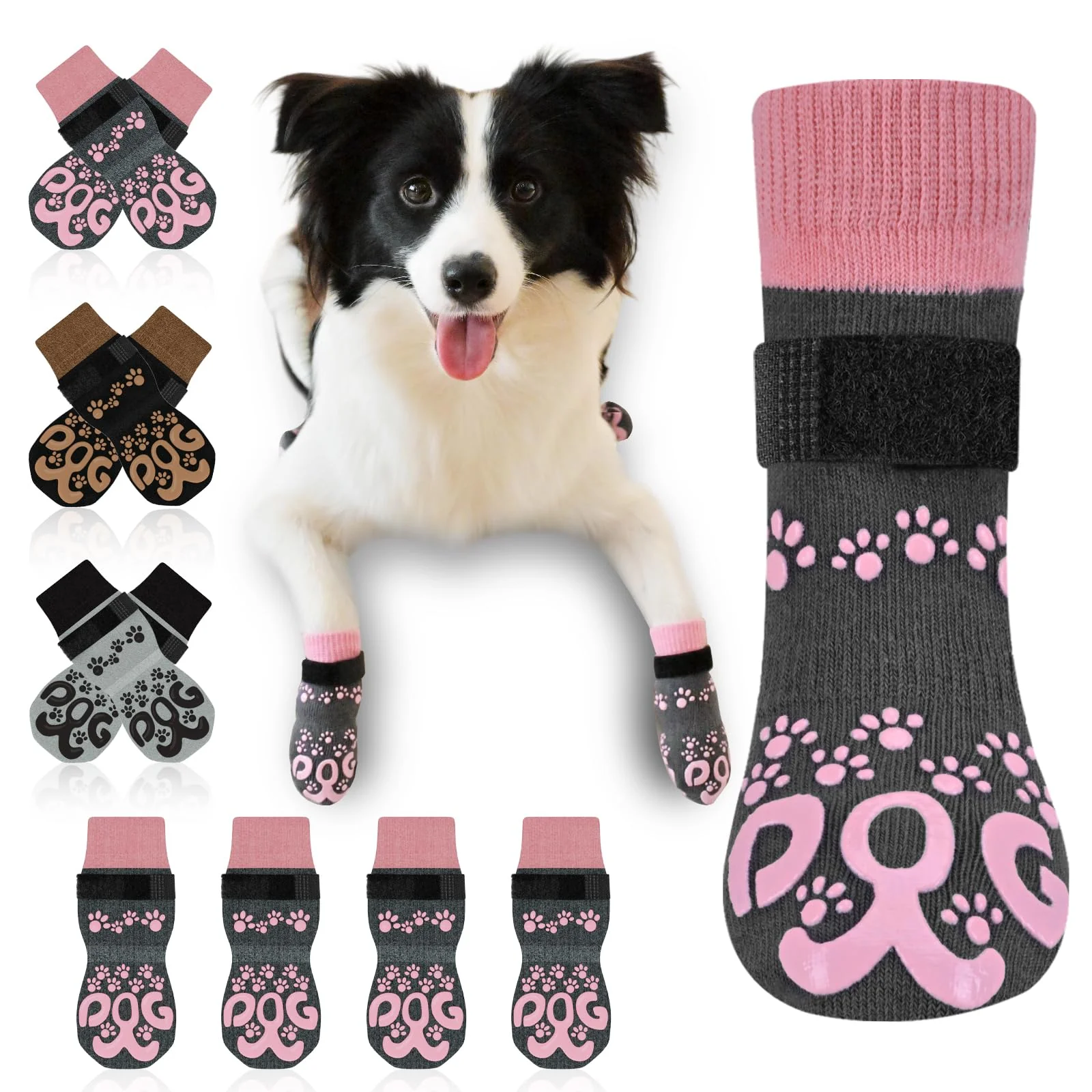 Contemporary ROUWINNE Anti Slip Dog Socks – Grippy Paw Protectors for Hardwood Floors M Elegant