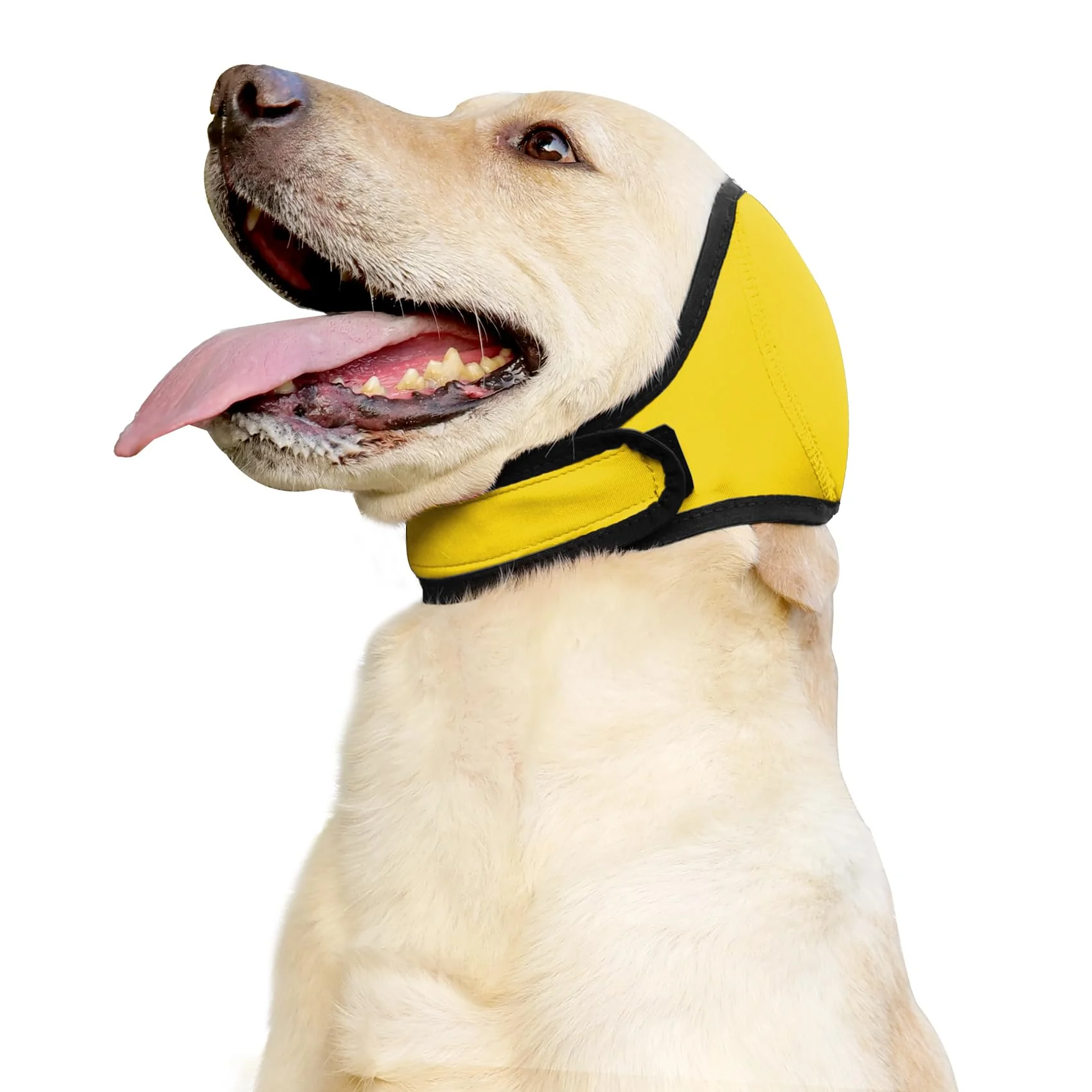 Official JOHNBOLIN Dog Ear Muffs No Shake Ear Wrap — Calming Waterproof Ear Protector for Grooming Bathing Noise Relief Yellow M Green
