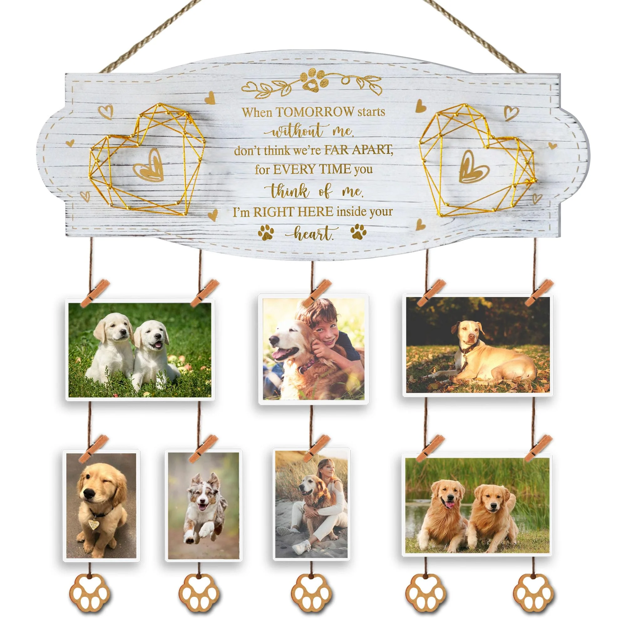 Environmentally Friendly EXQUIDECA White Golden Memorial Picture Board – Dog Memorial Wall Decor Authentic