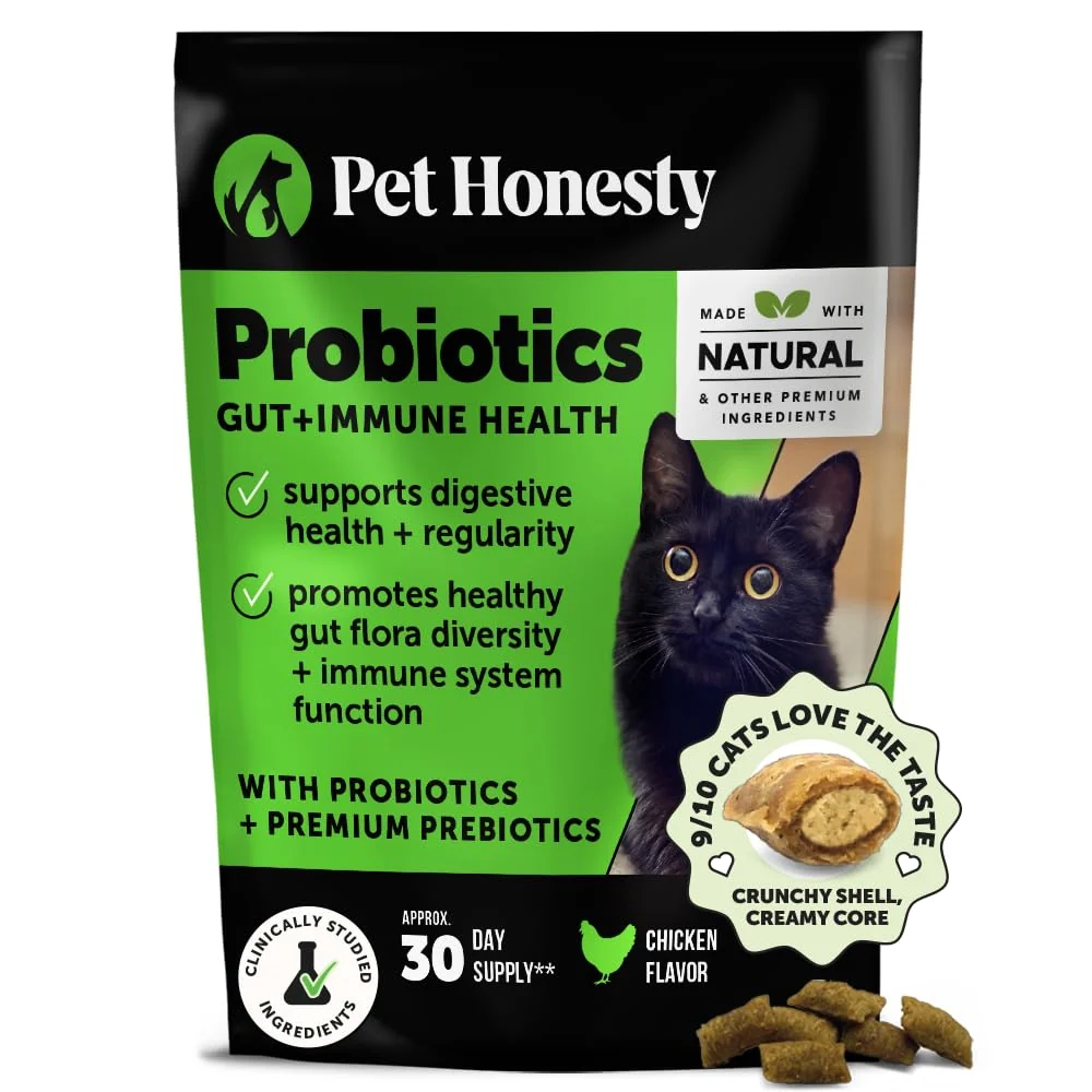 Classic Pet Honesty Cat Probiotics Chews – Digestive Health Gut Flora Immune Support 30-Day Supply Next-Generation