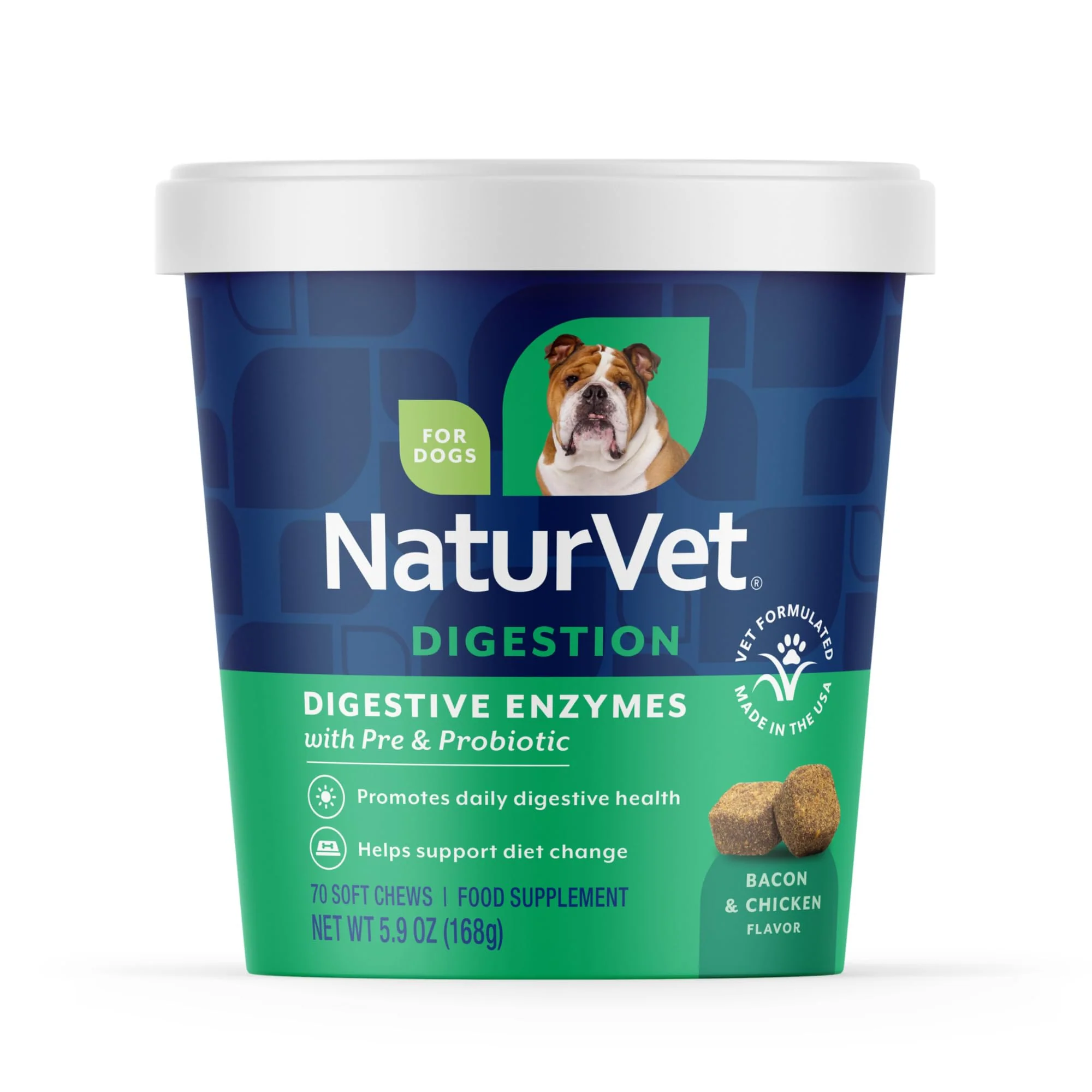 Elegant NaturVet Digestive Enzymes with Probiotics Prebiotics for Dogs – Soft Chews 70 Count First-Class