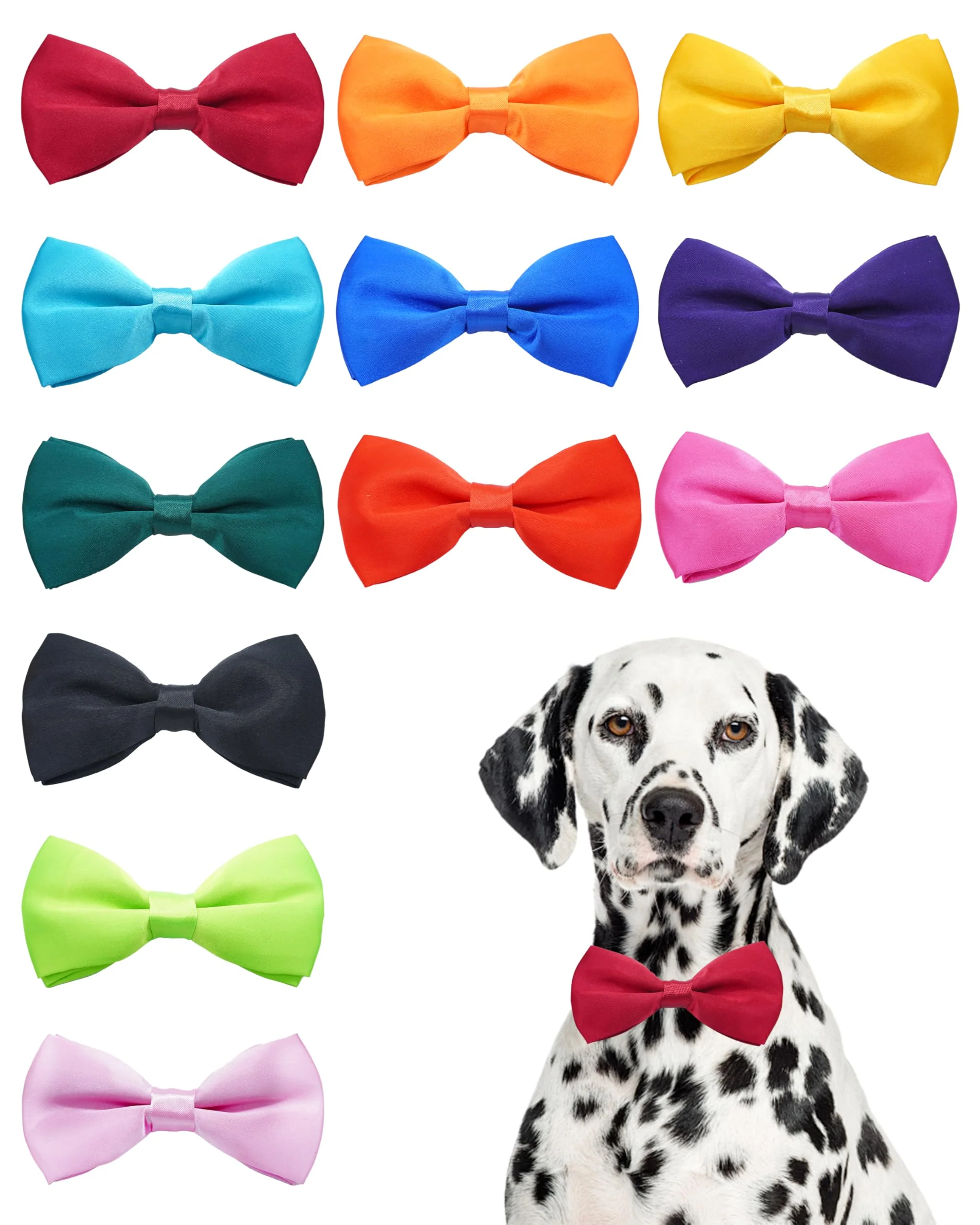Classic PET SHOW 12-Pack Collar Bow Ties for Medium Large Dogs – Assorted Colors Certified