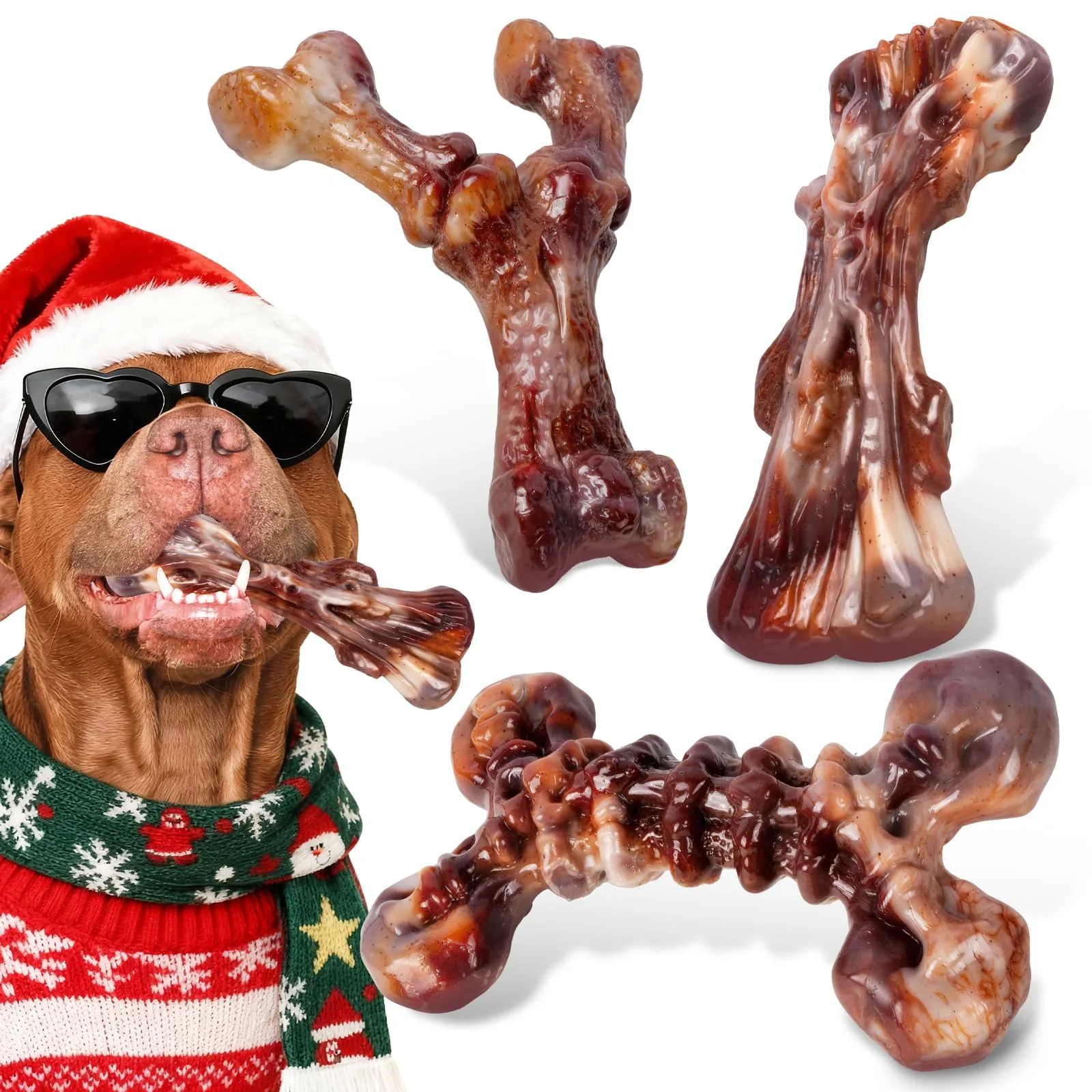 Next-Generation Kseroo Indestructible Bacon-Flavored Chew Toys for Aggressive Chewers — 3-Pack for 25–80 lb Dogs Organic
