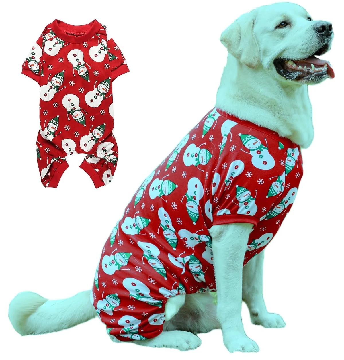 Reusable Lanyarco Snowman Dog Christmas Pajamas XL 23 Back  Red Effective