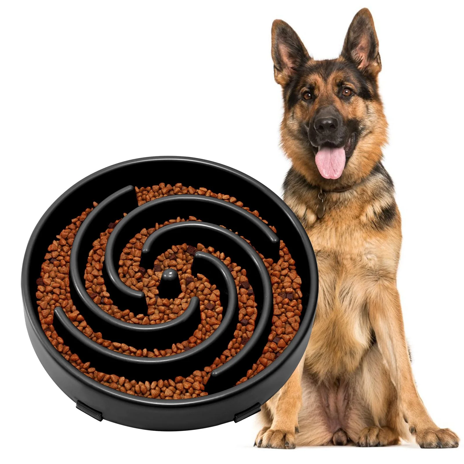 Certified JASGOOD Slow Feeder Dog Bowl for Large Medium Dogs Anti-Gulping Non-Slip Smart