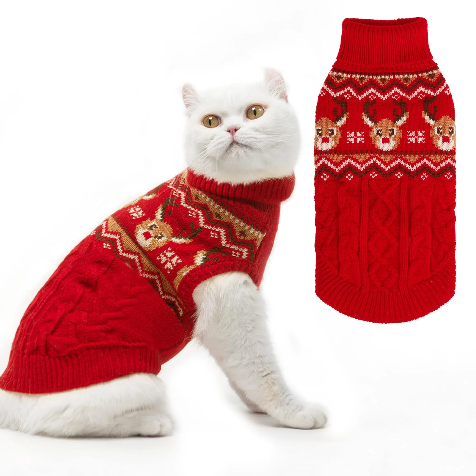 Secure PUPTECK Winter Cat Sweater Coat — Soft Warm Knitwear for Kittens Small Dogs Easy Pullover Machine Washable Size M Verified
