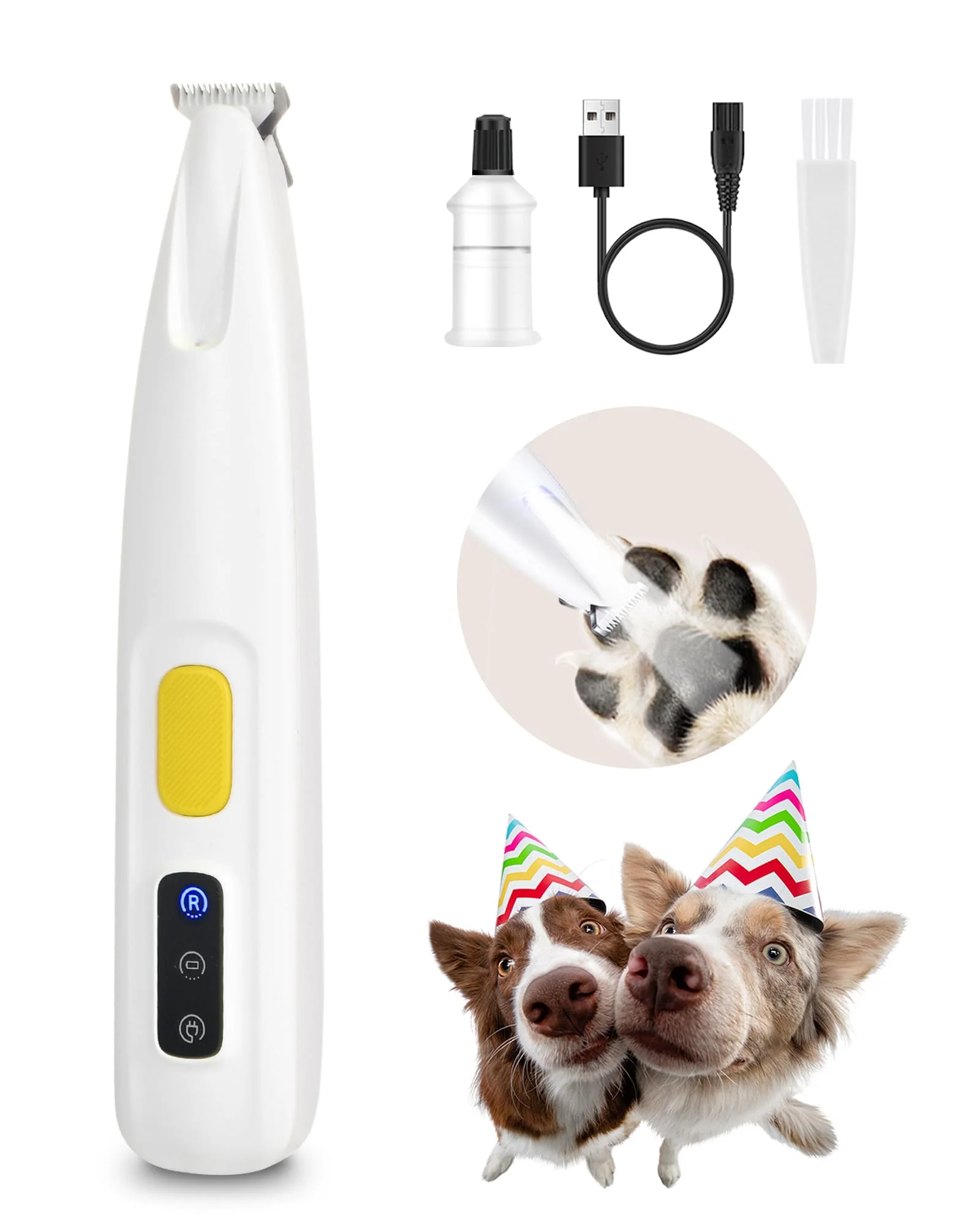 Versatile FURBONA Upgraded Dog Paw Trimmer with LED Light — 18mm Blade 35dB Waterproof Specialty