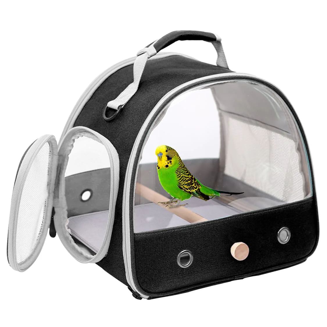 Breathable halinfer Bird Travel Carrier – Portable Small Bird Carrier with Standing Perch Soft Mat and Side Access Window Unique