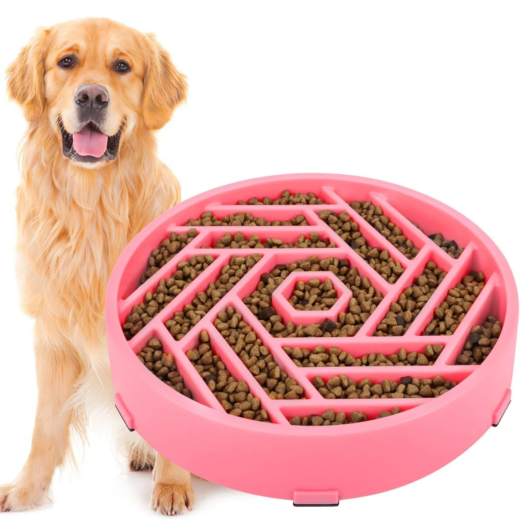 Authentic TOBYTO Slow Feeder Dog Bowls for Large Medium Breeds Anti-Choking Non-Slip Puzzle Bowl – Pink Long-Lasting