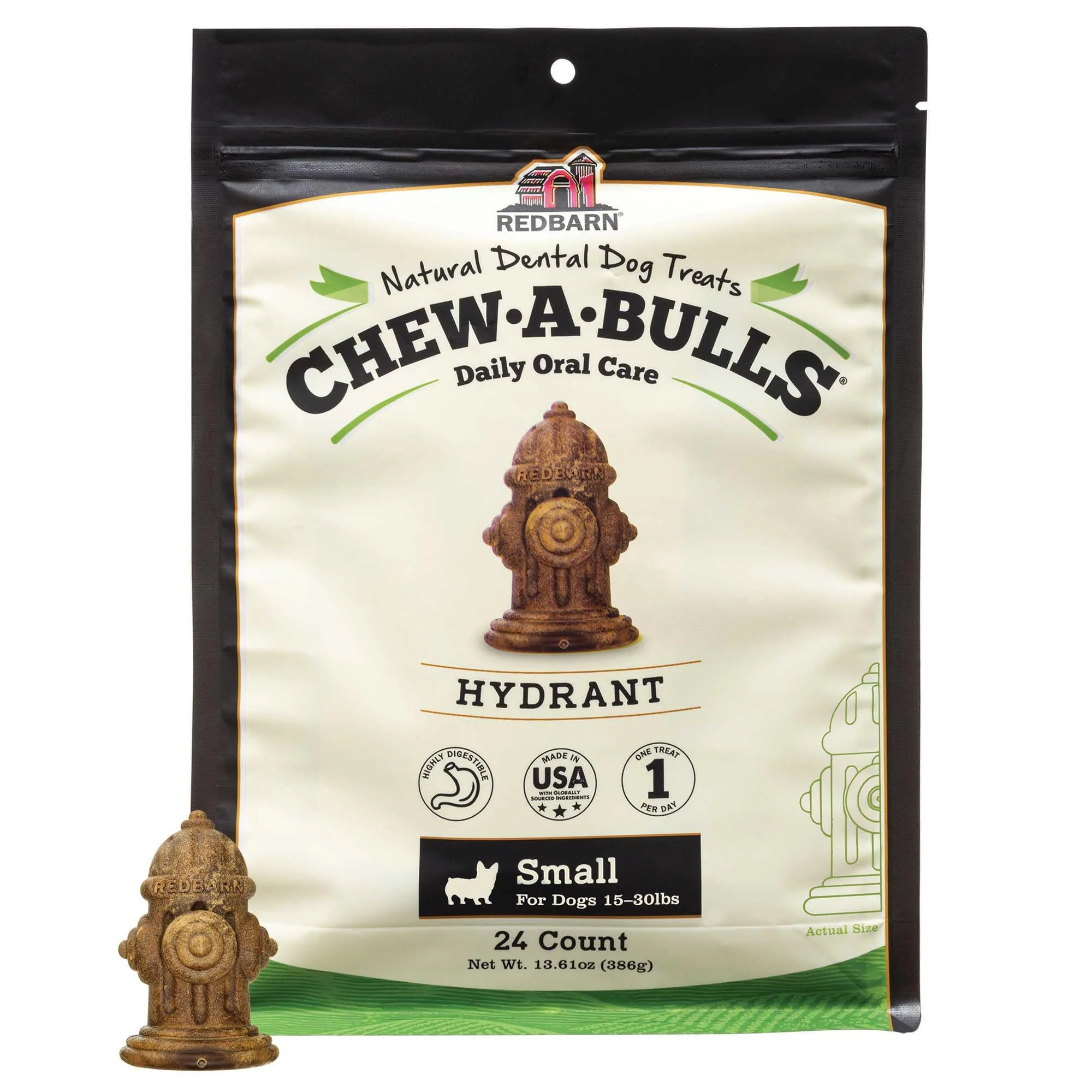 Optimized Redbarn Chew-A-Bulls 24 Pack Hydrant Shape Dog Dental Treats – All Natural Low Fat Convenient
