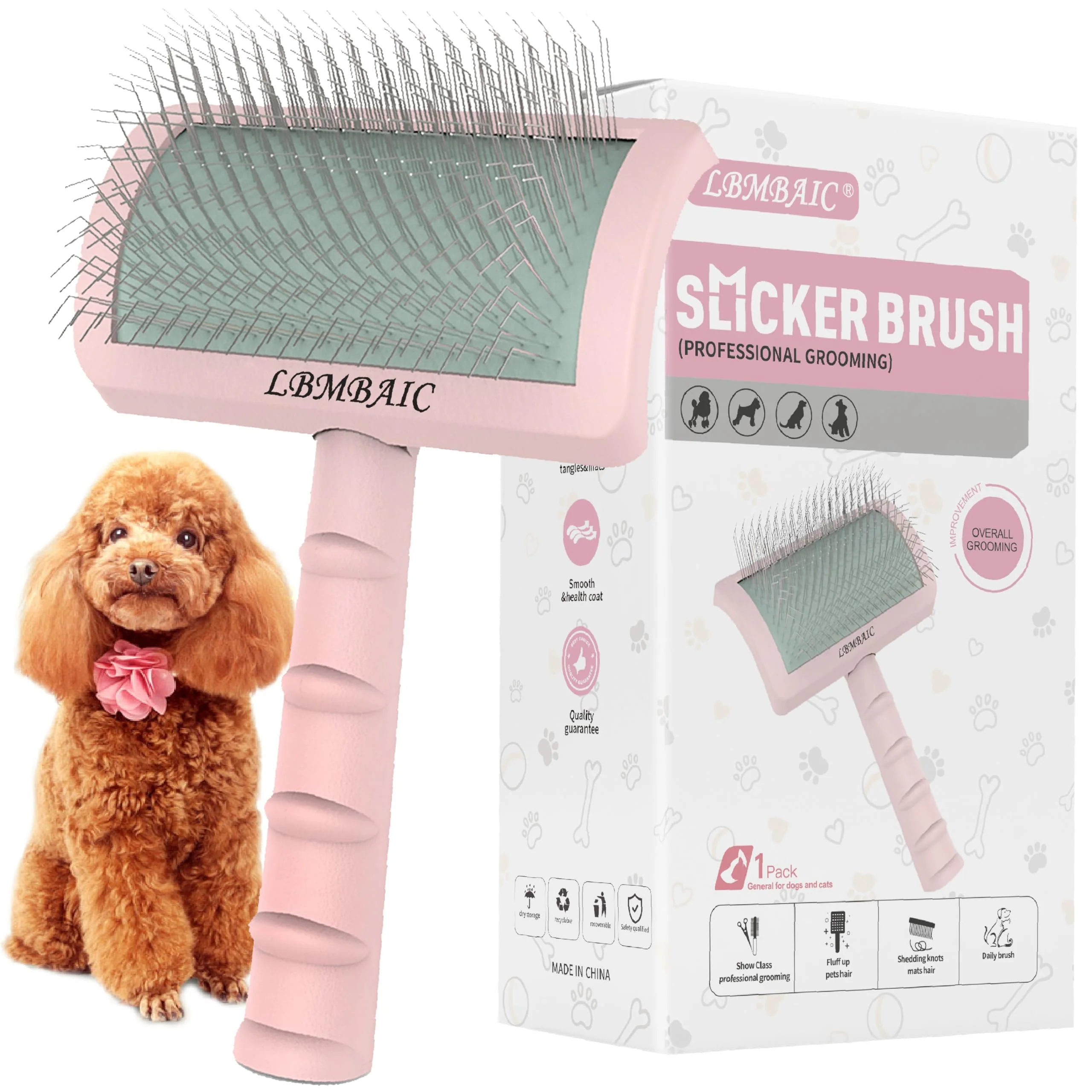 Artisan LBMBAIC Super Dense Soft Slicker Brush for Thick Long Fur Dogs – 25mm Pins 1