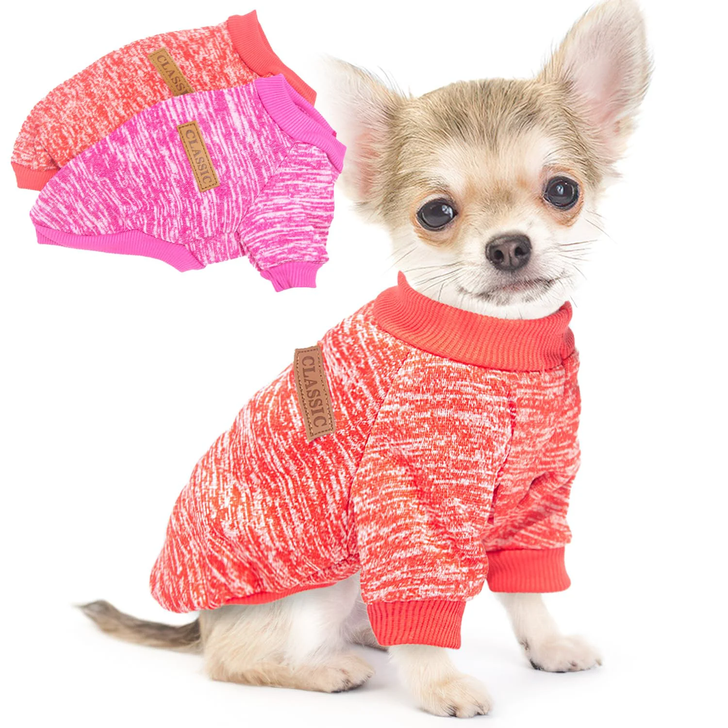 User-Friendly 2-Piece Small Dog Sweater Set Warm Knit Winter Coats for Tiny Breeds Clean