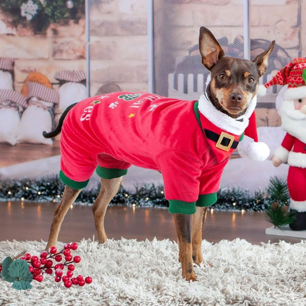 Superior BAOBICUTE Dog Christmas Pajamas – Soft Velvet Winter Outfit Selected