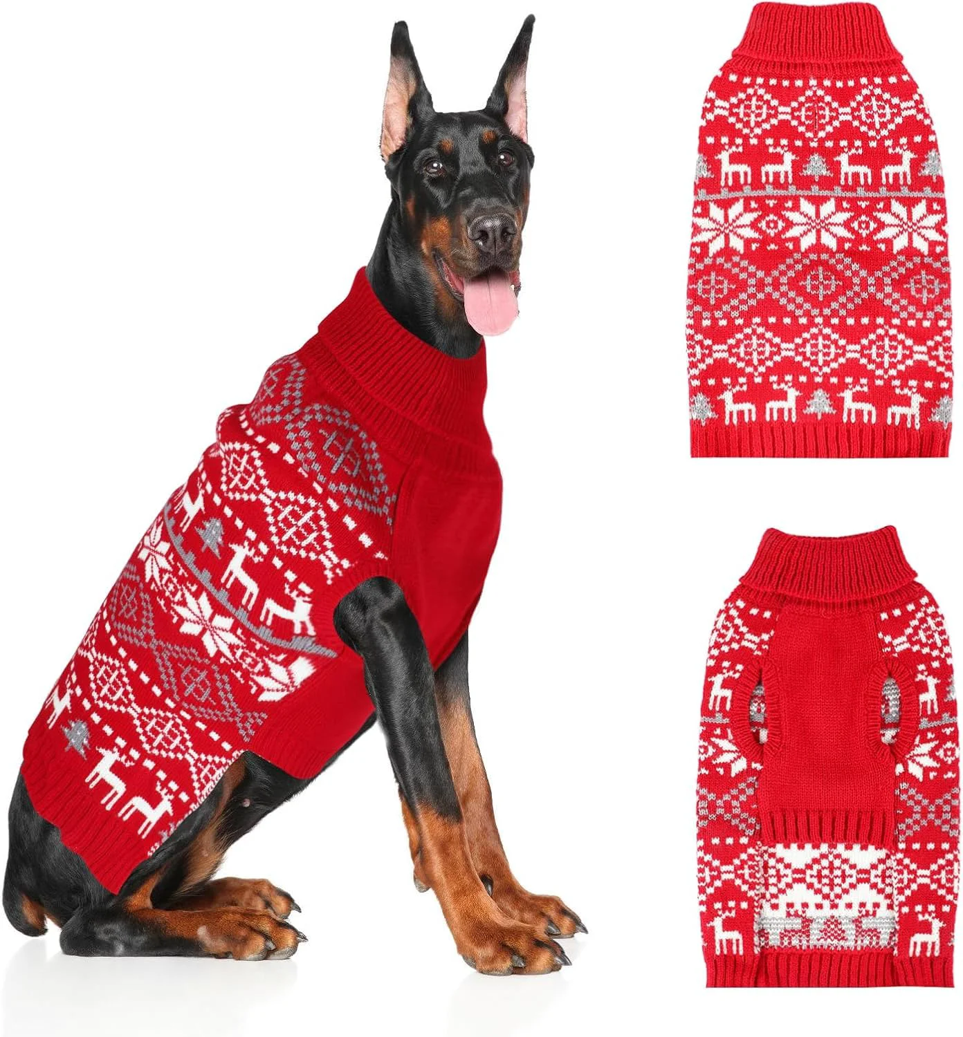 Functional Midollarle Extra Large Dog Christmas Sweater Thick Warm Knit with Leash Hole for Ultra Large Dogs Excellent