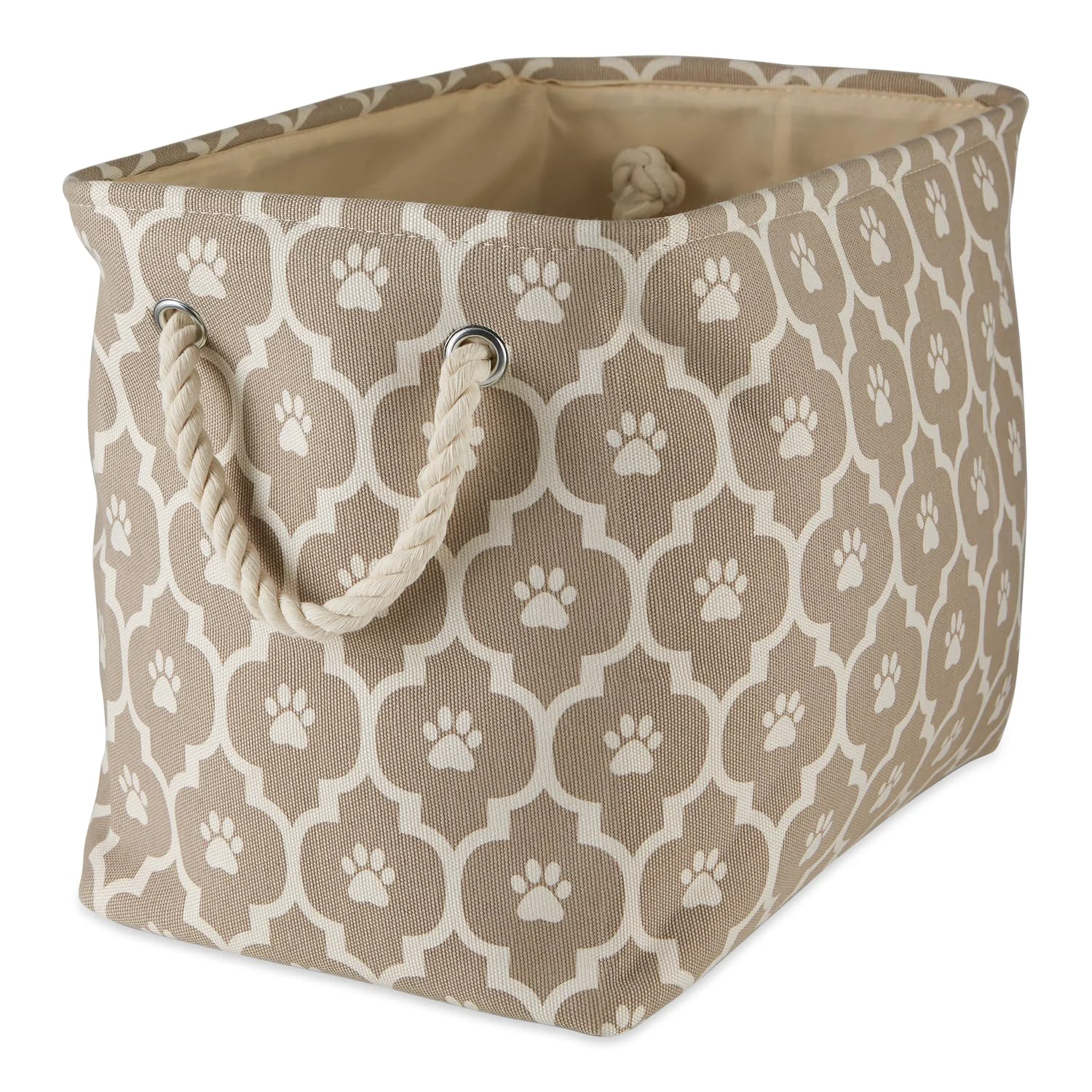 Stylish Bone Dry 6192 Pet Storage Collection – Lattice Paw Print Medium Rectangle Bin Stone Powerful