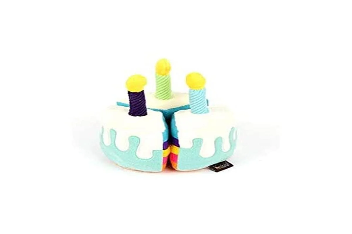 Verified P.L.A.Y. Bone-appetite Birthday Cake Plush Toy Medium – Durable Machine Washable Squeaky Chew Toy Authentic