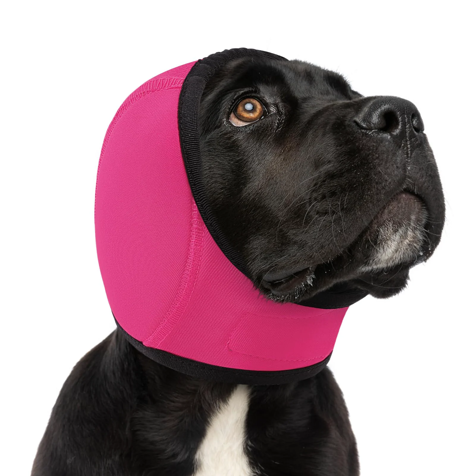 Unique SUNFURA Dog Calming Hoodie - Noise-Reducing Ear Covers for Anxiety Relief Hot Pink Fine