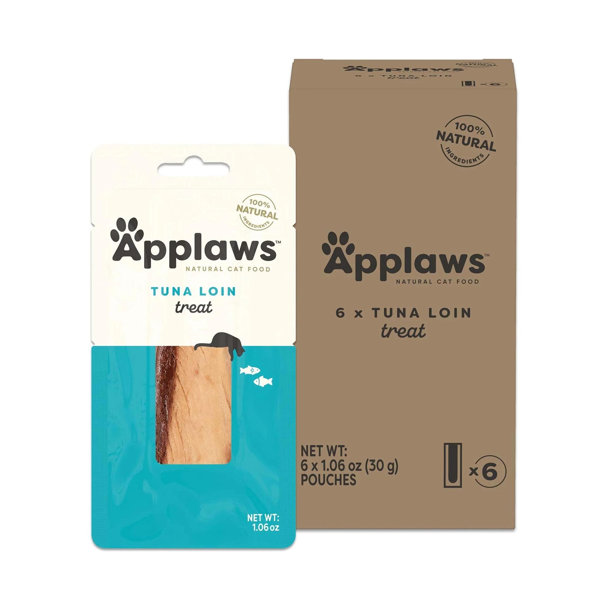 World-Class Applaws Natural Cat Treats Whole Tuna Loin Grain- Single Ingredient 6 x 1.06oz Prestigious