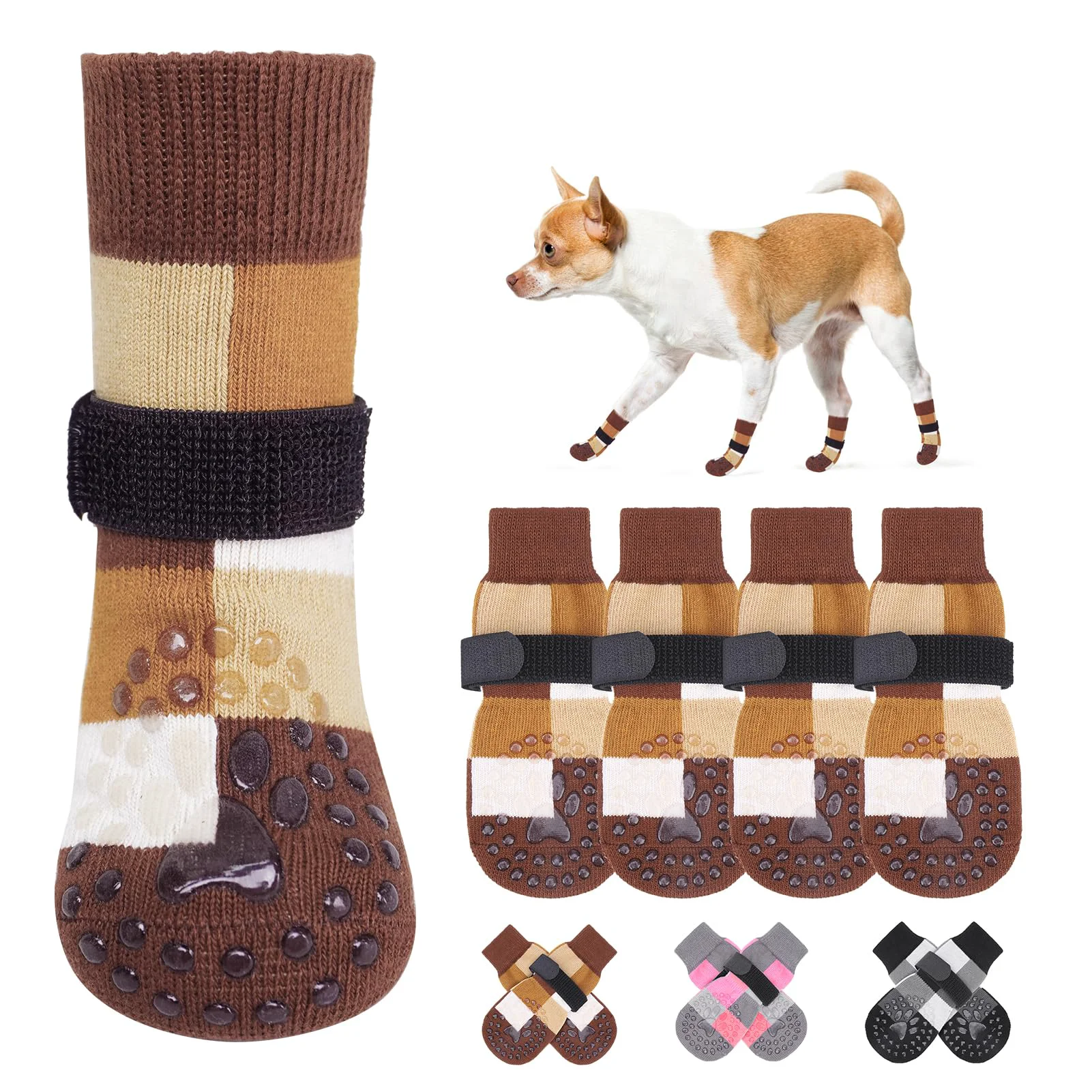 Soft BEAUTYZOO Non Slip Dog Socks – Anti-Slip Paw Booties for Hardwood Floors Small to Large Refined