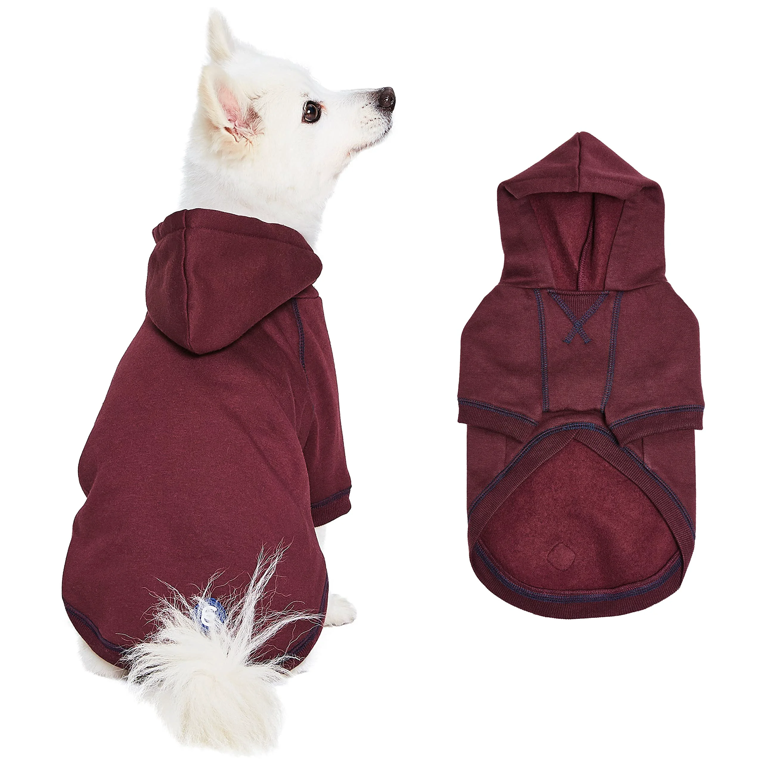 Pure Blueberry Pet Essentials Hoodie – 26in Cotton-Blend Dog Sweatshirt with Hood Burgundy Red Machine-Washable Luxury