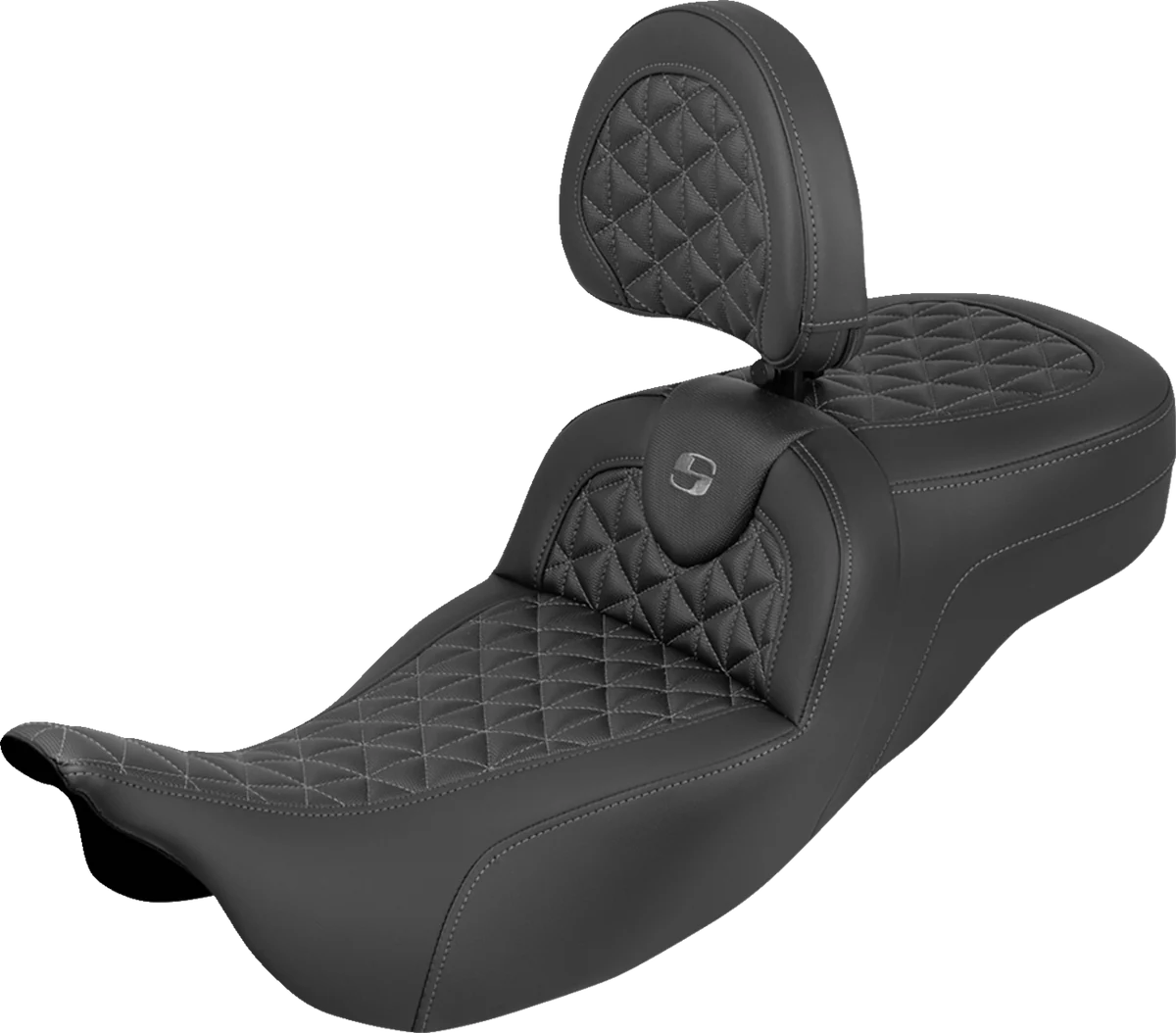 Trusted SADDLEMEN RoadSofa™ Tri Gripper Seat - Standard Reach - Gray Stitch - w Backrest - FLH FLT '08-'25 808-07B-211B2 Superior