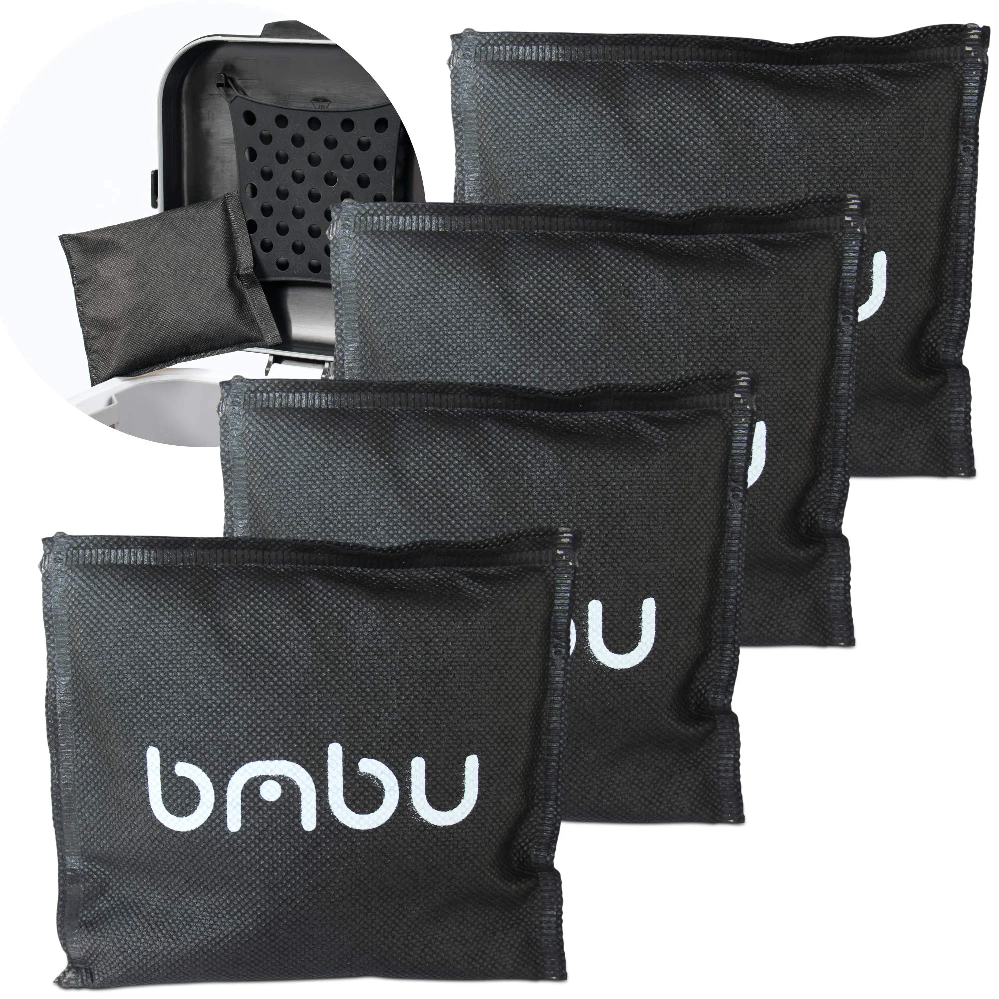Effective bmbu Bamboo Charcoal Deodorizer Bags 4-Pack for Litter Boxes Diaper Pails Convenient