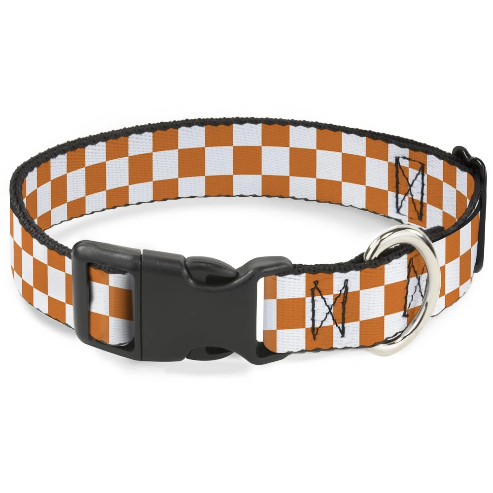 Eco-Friendly Buckle-Down Plastic Clip Collar – Checker White TN Orange 1 2 Long-Lasting