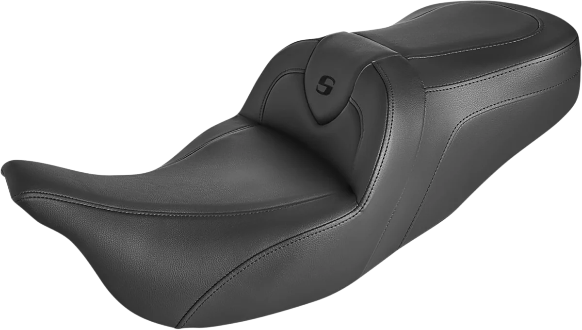 Unique SADDLEMEN Roadsofa™ Seat - without Backrest - Black Black Stitch - FLH FLT '08-'24 808-07B-187 Advanced