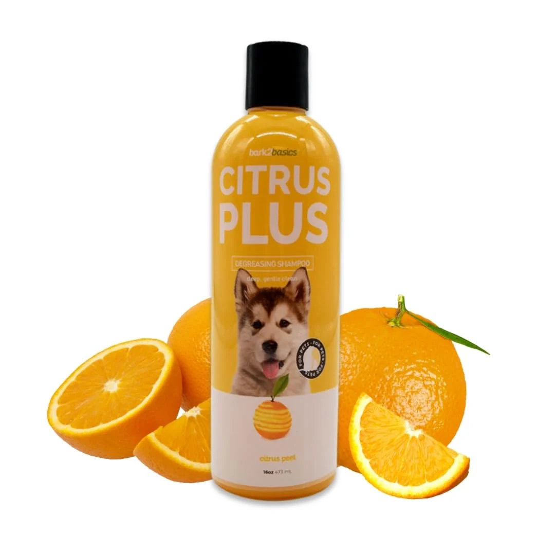 Exclusive Bark2Basics Citrus Plus Dog Shampoo 16 oz – Natural d-Limonene Degreasing Power Professional Grade Selected