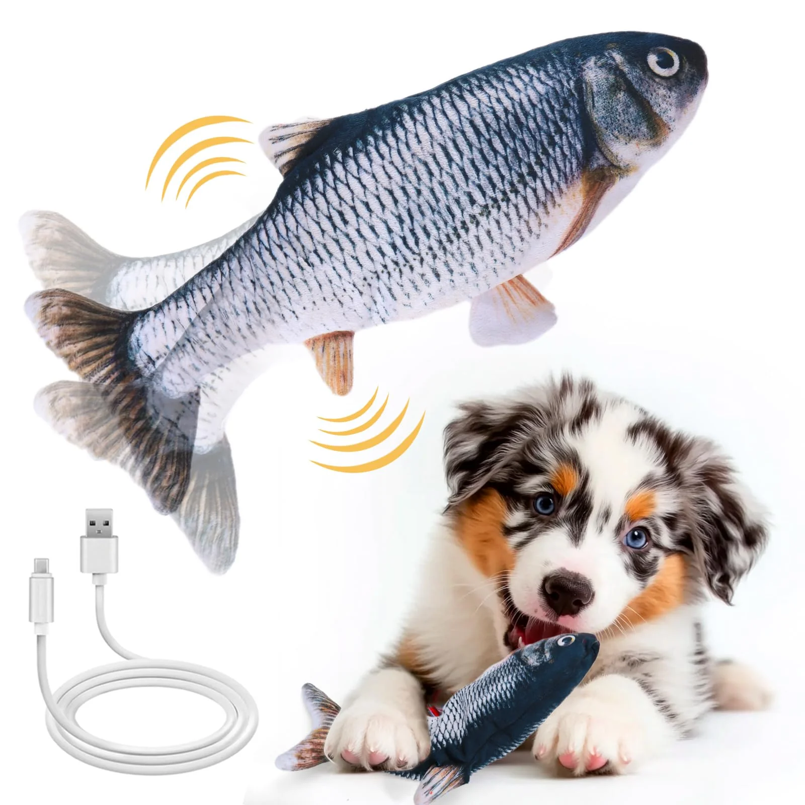 Versatile Mity Rain Interactive Floppy Fish Dog Toy – Touch Activated Rechargeable Enrichment Original