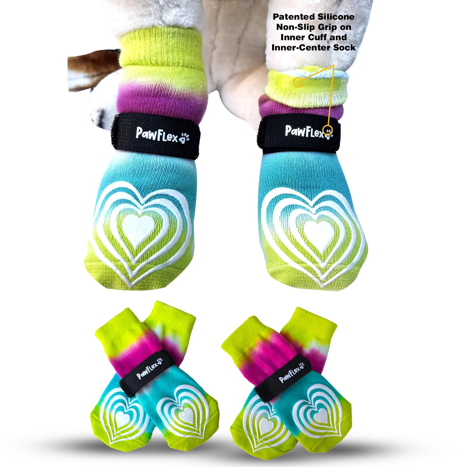 Official PawFlex Medical Therapeutic Double-Sided Non-Slip Cotton Dog Socks Traction Paw Protection Fast