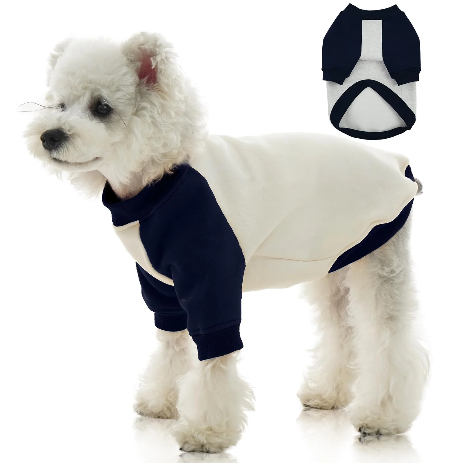 Authentic FUAMEY Fleece-Lined Dog Sweatshirt – XS-XXL Raglan Pullover Blue Elite