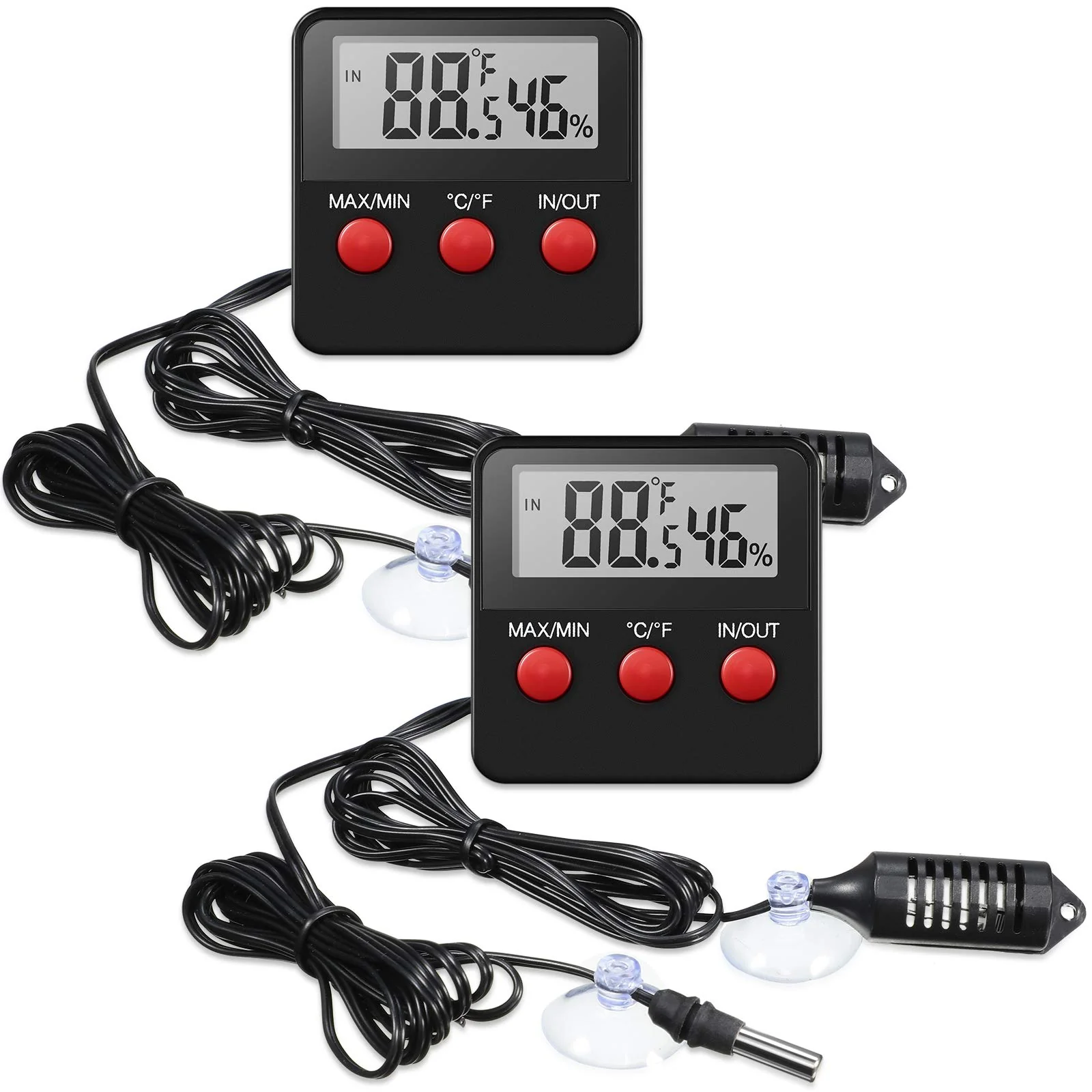 Fast Weewooday 2 Pcs Reptile Thermometer Hygrometer with Probes – Terrarium Gauge Minimalist