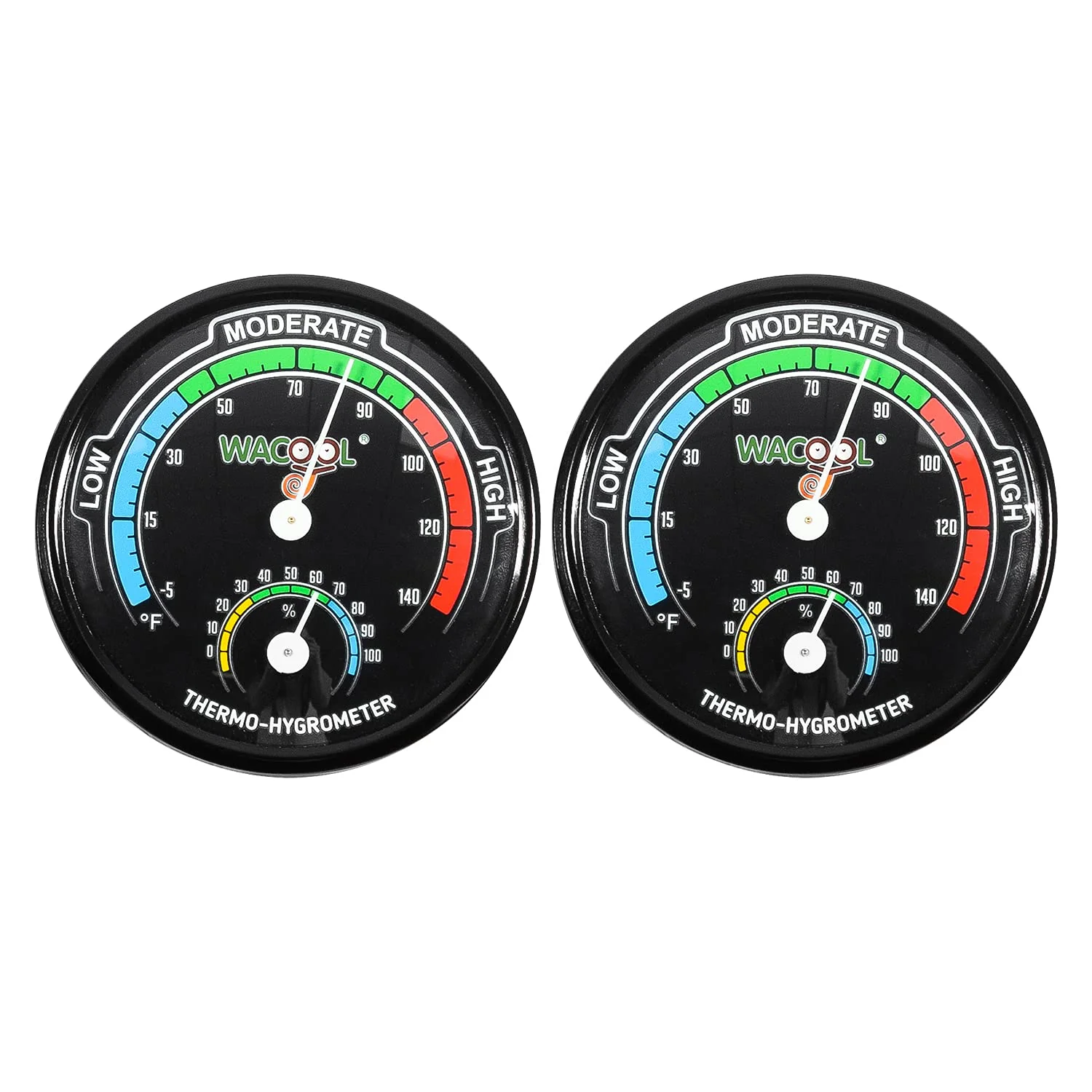 Trendy WACOOL Mini Analog Thermometer Hygrometer 2 Pack – Terrarium Temperature Humidity Gauge C F Night Luminous Flexible