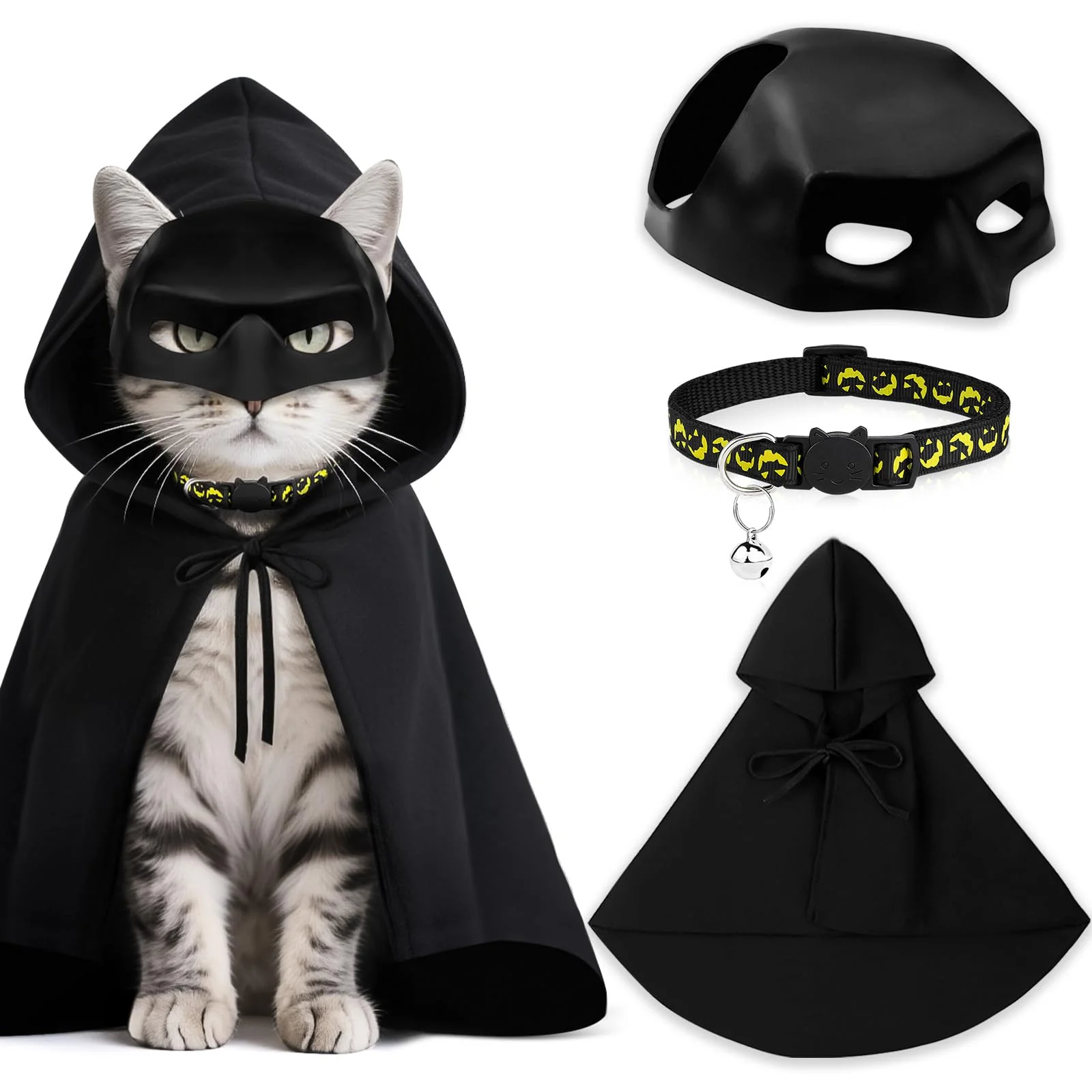 Casual Kanmeii 3-Piece Cat Bat Mask Costume Set — Mask Cloak Collar Relaxed