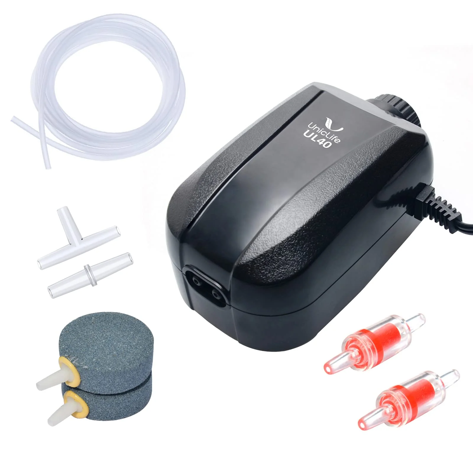 Verified Uniclife 64 GPH Dual-Outlet Aquarium Air Pump — Quiet Adjustable Flow for 10–100 Gallon Tanks Secure