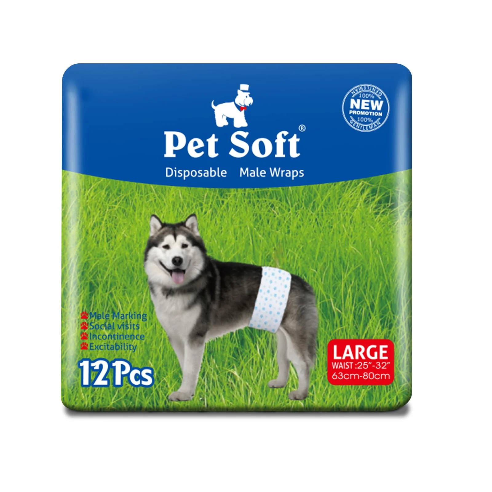 Secure Pet Soft Disposable Male Dog Wraps – Large 12-Pack Puppy Diapers for Male Dogs Elite