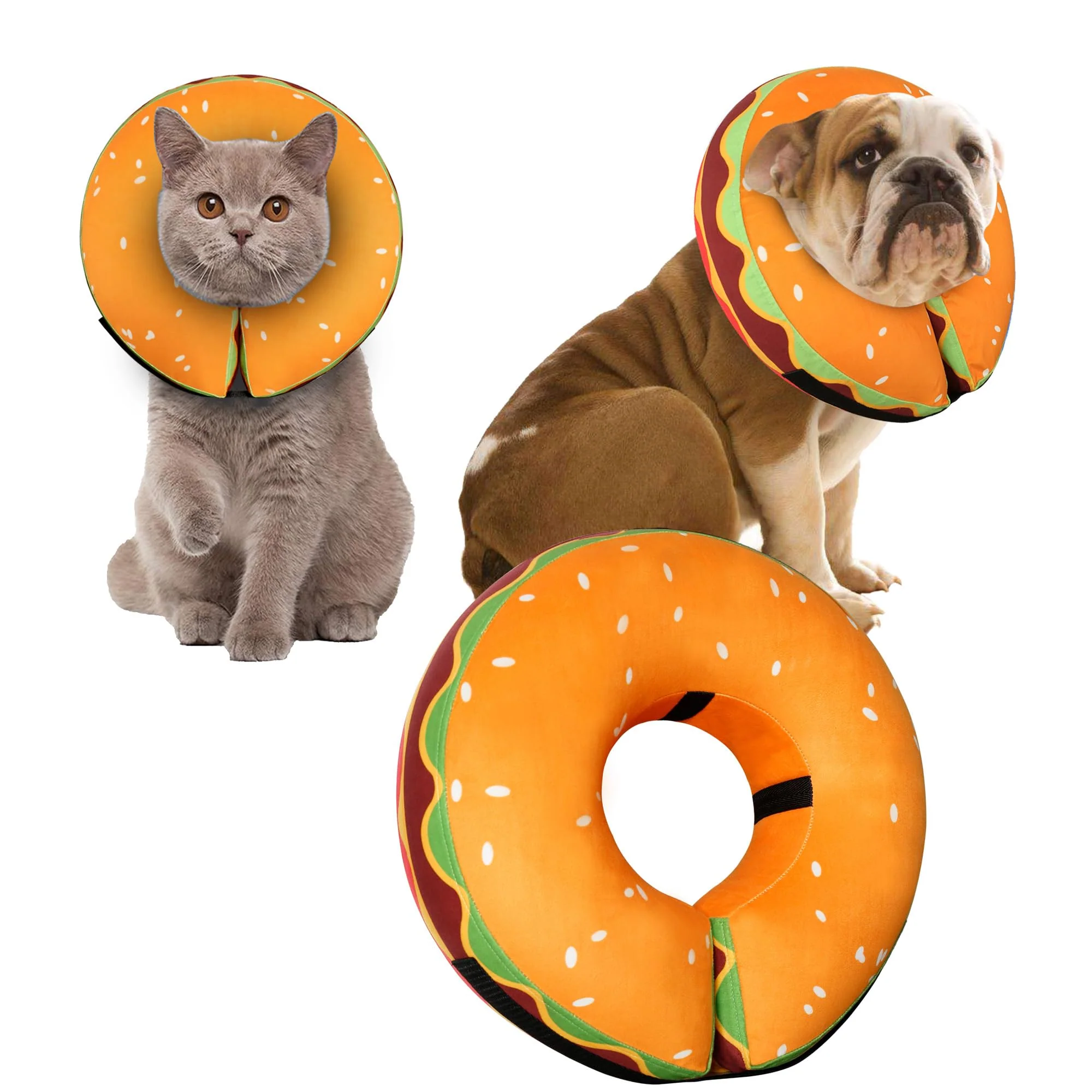 Clean Cneo Inflatable Donut Dog Cone Collar – Soft Adjustable Recovery Cone for Dogs Cats Casual