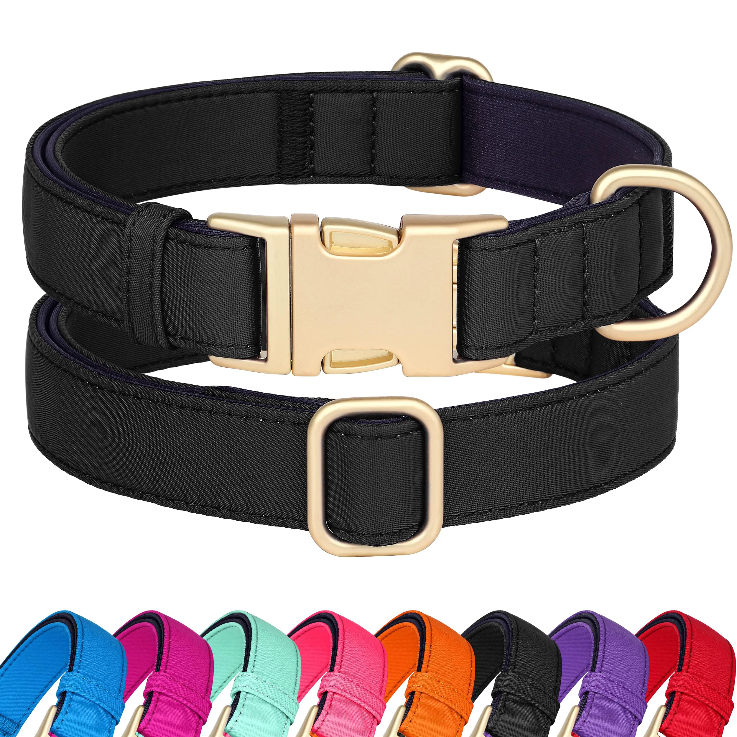 Classic Didog Soft Padded Collar for Small Dogs - Quick-Release Lightweight Breathable Black S Exclusive