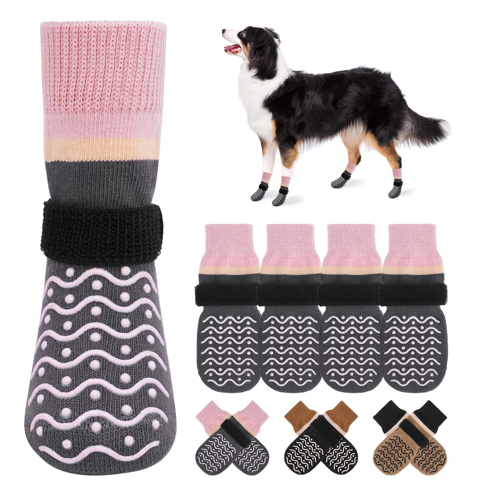 Minimalist BEAUTYZOO Dog Socks — Non-Slip Paw Protectors with Grippers 4-Pack Fashionable