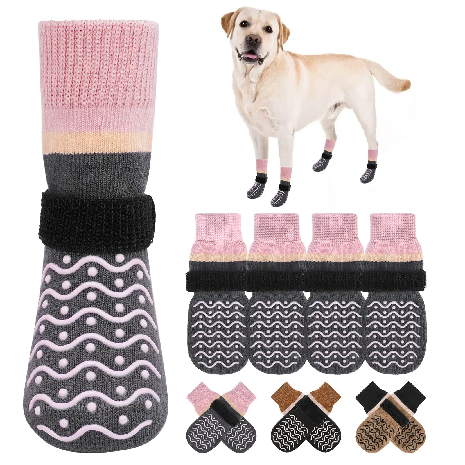 Certified BEAUTYZOO Dog Socks Non-Slip Paw Protectors for Safe Indoor Outdoor Movement Green