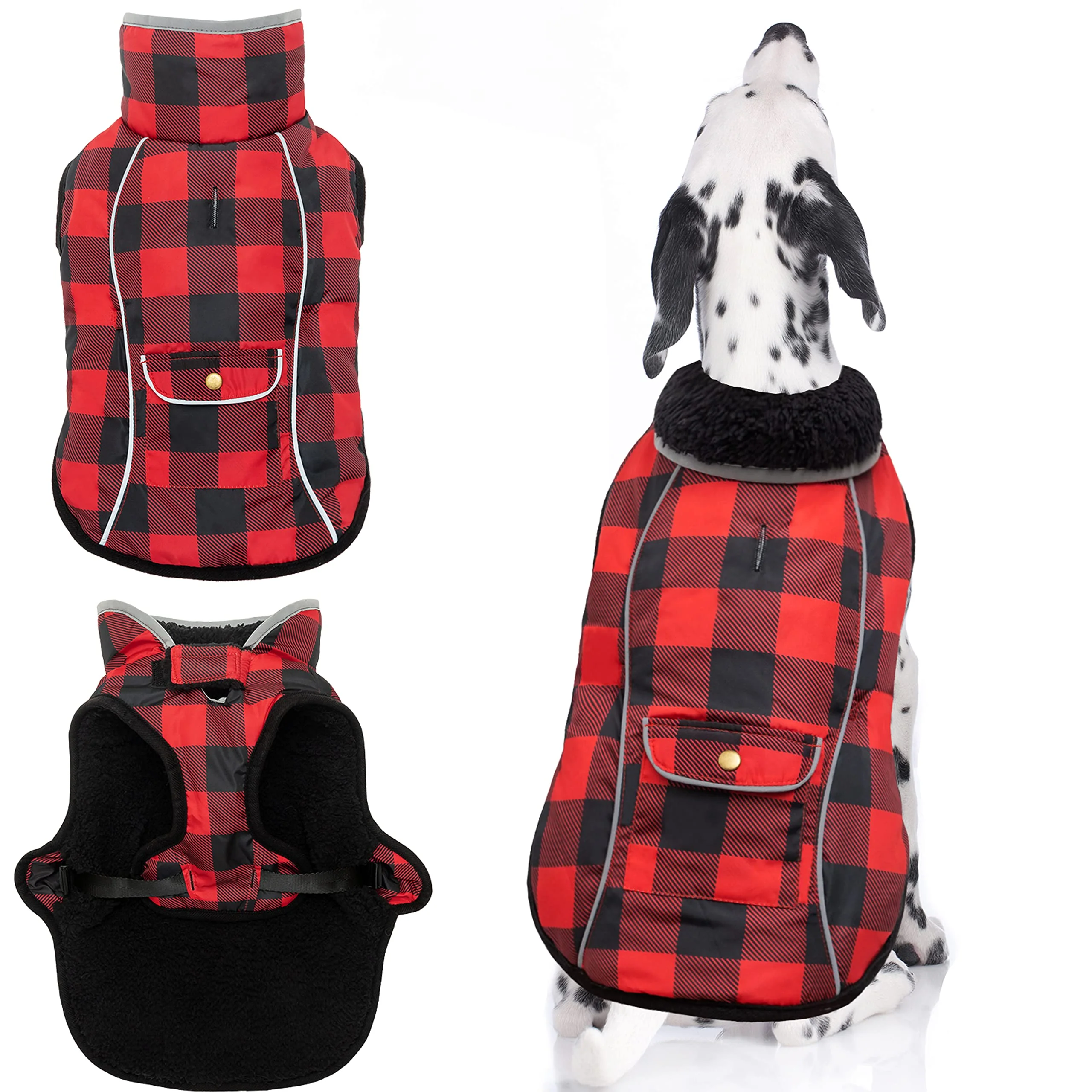 Enhanced MOTZABO Dog Winter Coat - Warm Windproof Reflective Plaid Vest for All Sizes Artisan