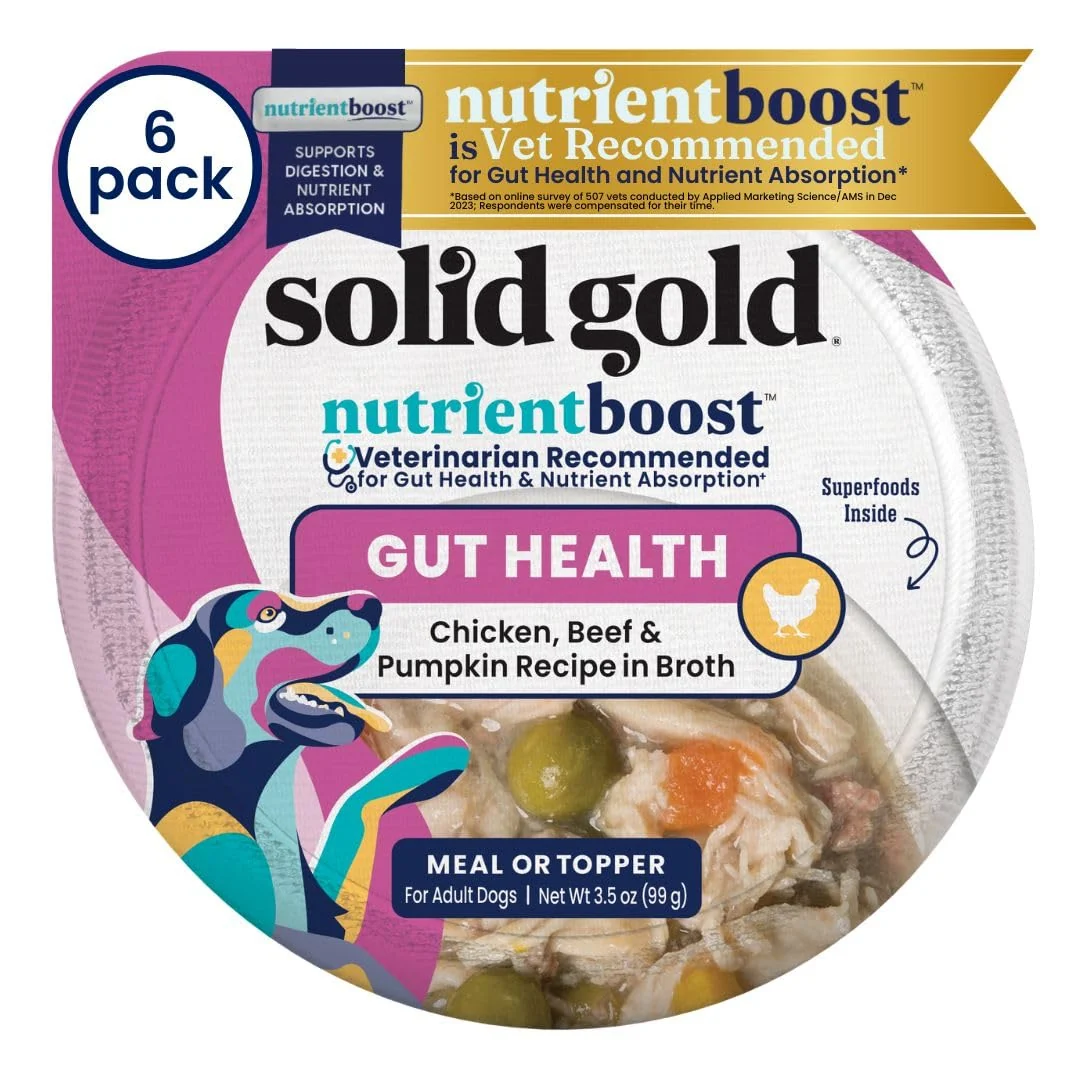 Certified Solid Gold Wet Dog Food Topper Cups - Chicken Beef Pumpkin for Sensitive Stomachs 3.5oz 6 Pack Prestigious