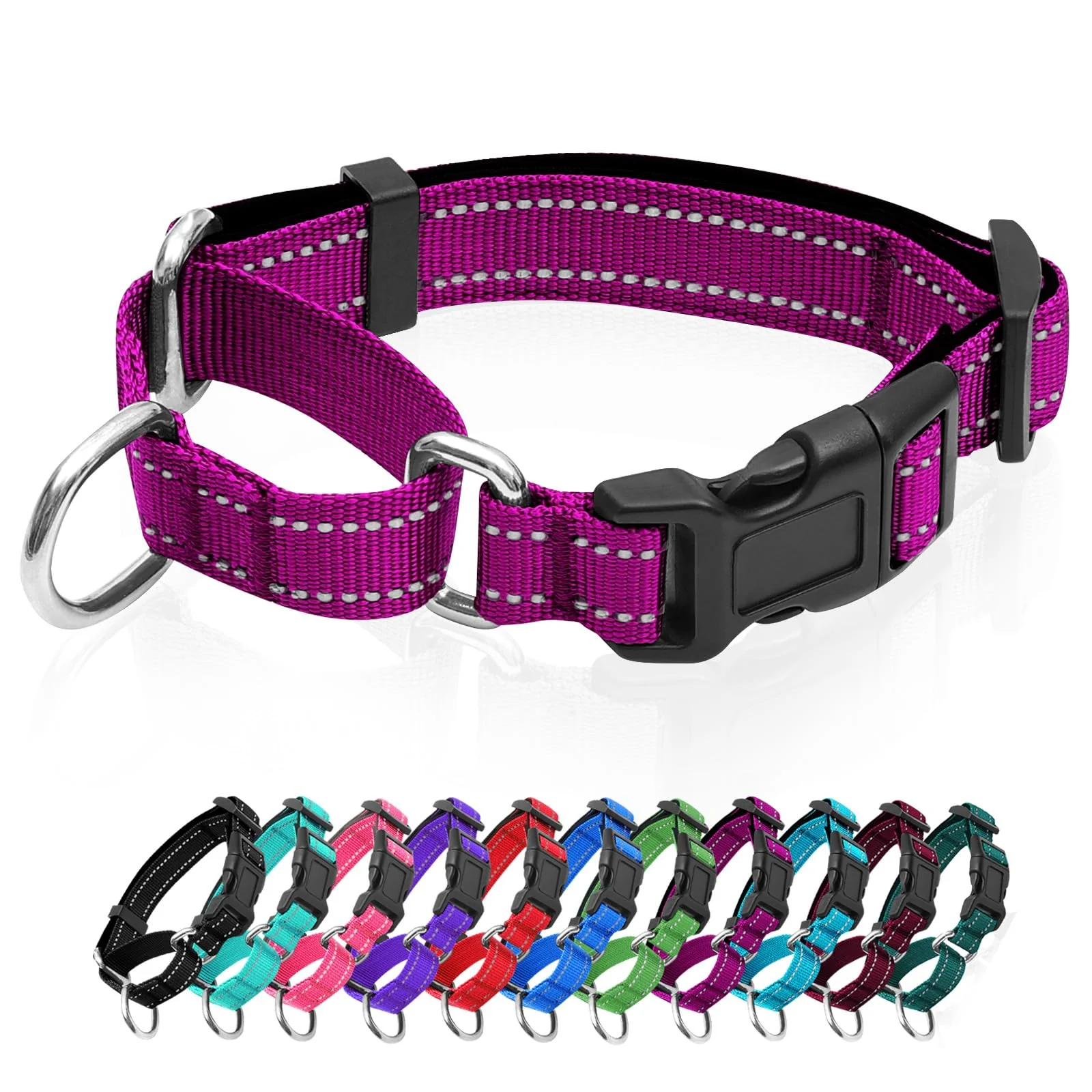 Versatile GDLKPS Reflective Martingale Dog Collar with Quick-Release Buckle Adjustable Nylon High-Grade