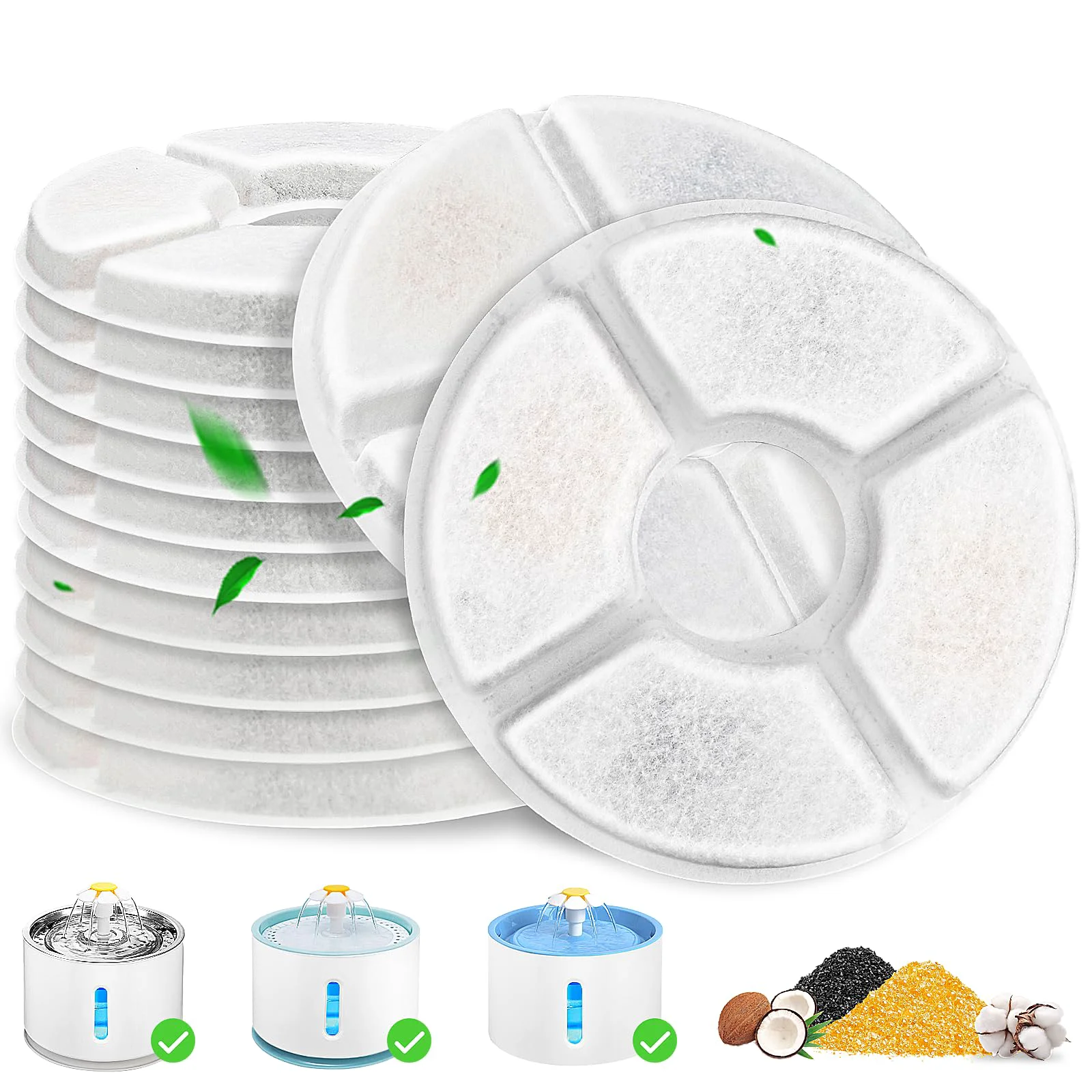 Smart Beyolike Cat Fountain Filter – 12-Pack 3-Stage Filtration 5-inch Diameter for 81oz Round Fountains Enhanced
