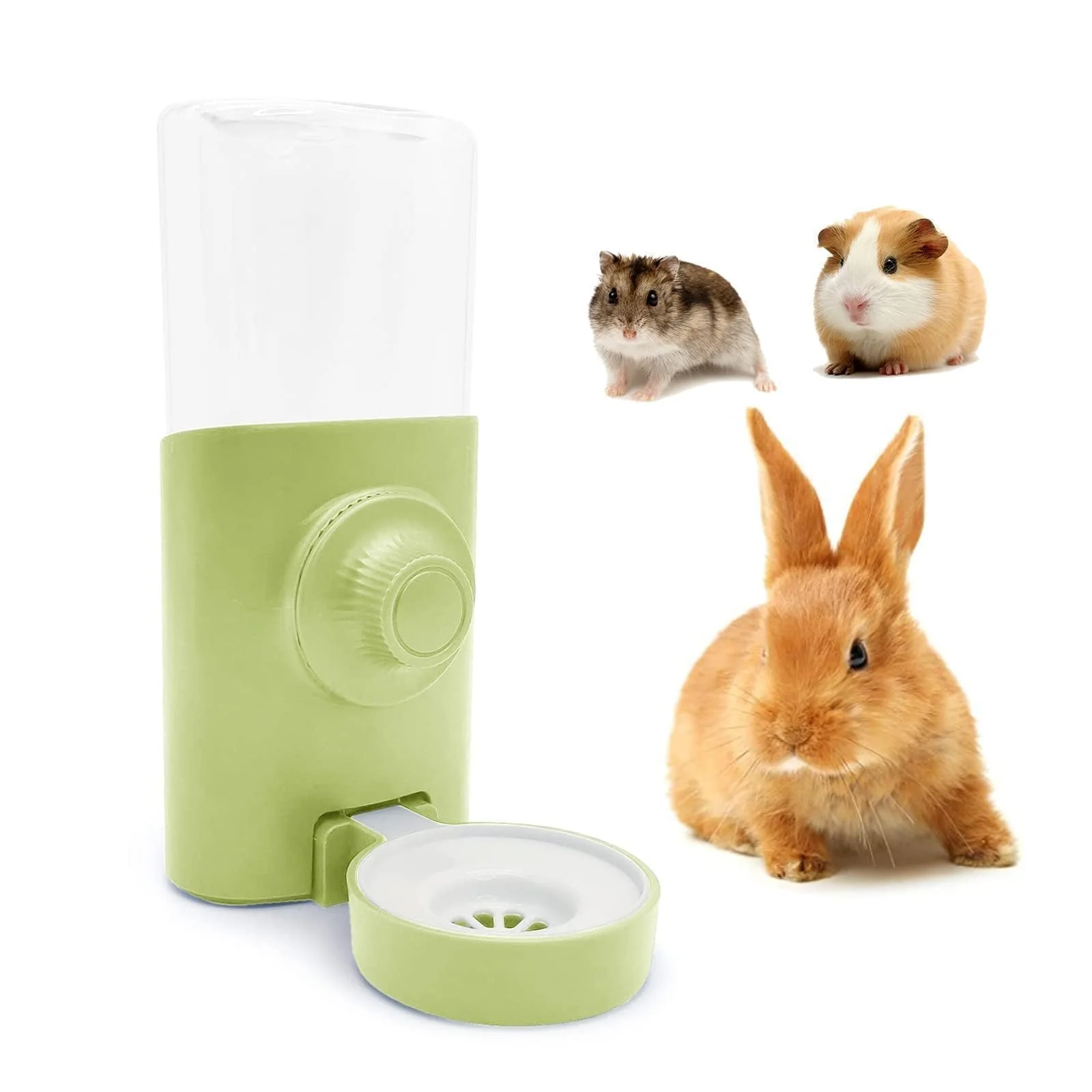 Clean Septillar Rabbit Water Bottle 600ml Hanging Dispenser for Cages Hutch – Green Smooth