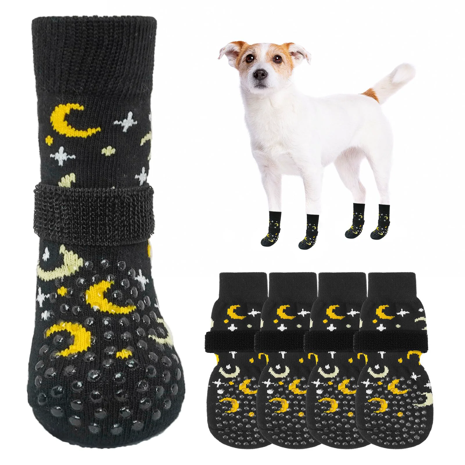 Sustainable SCENE 6Pcs Anti Slip Dog Socks — Traction on Floors Paw Protection for All Dogs Professional