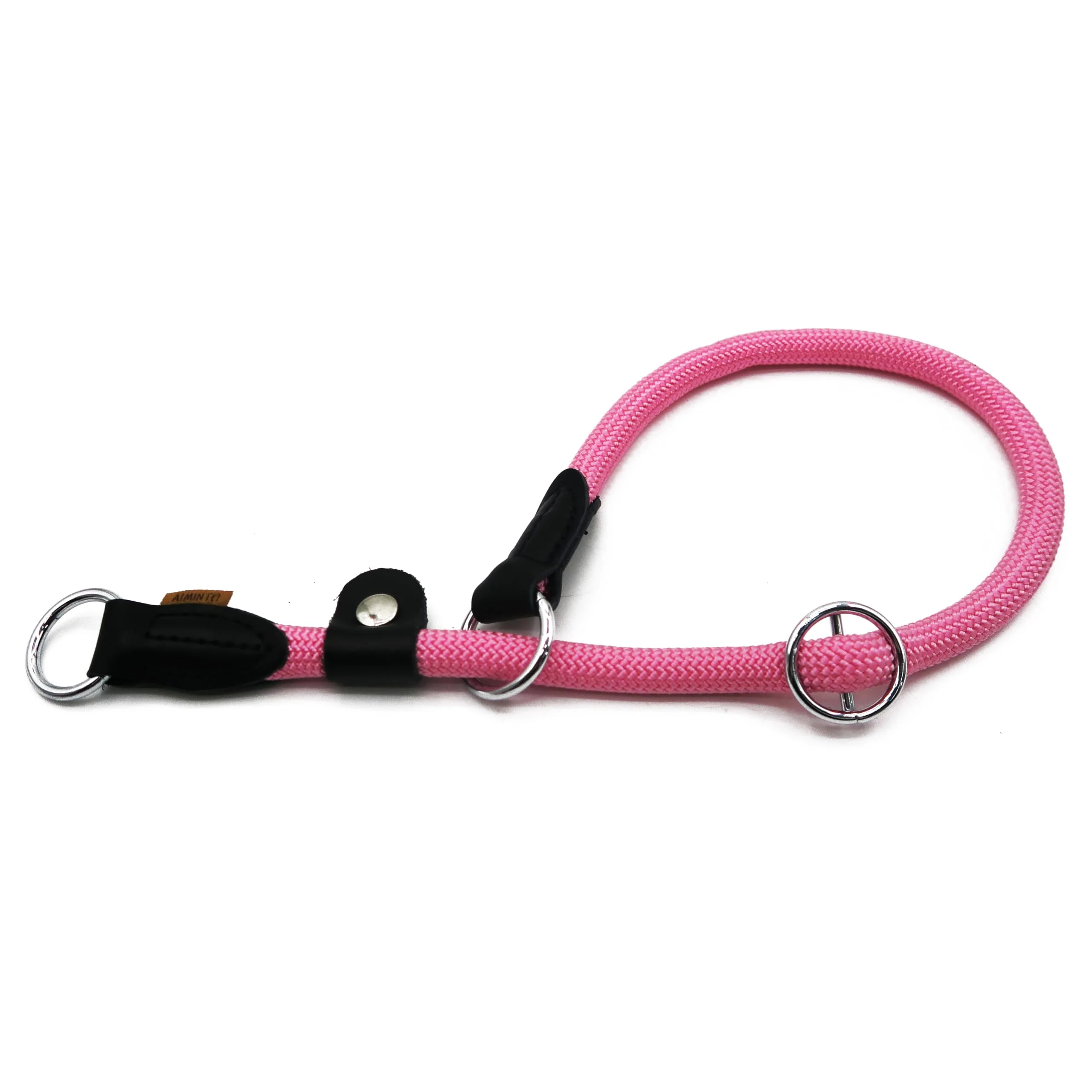 Prestigious Aiminto Pink Braided Round Martingale Collar for XL Dogs Training Collar with Slidable Stop Ring Genuine