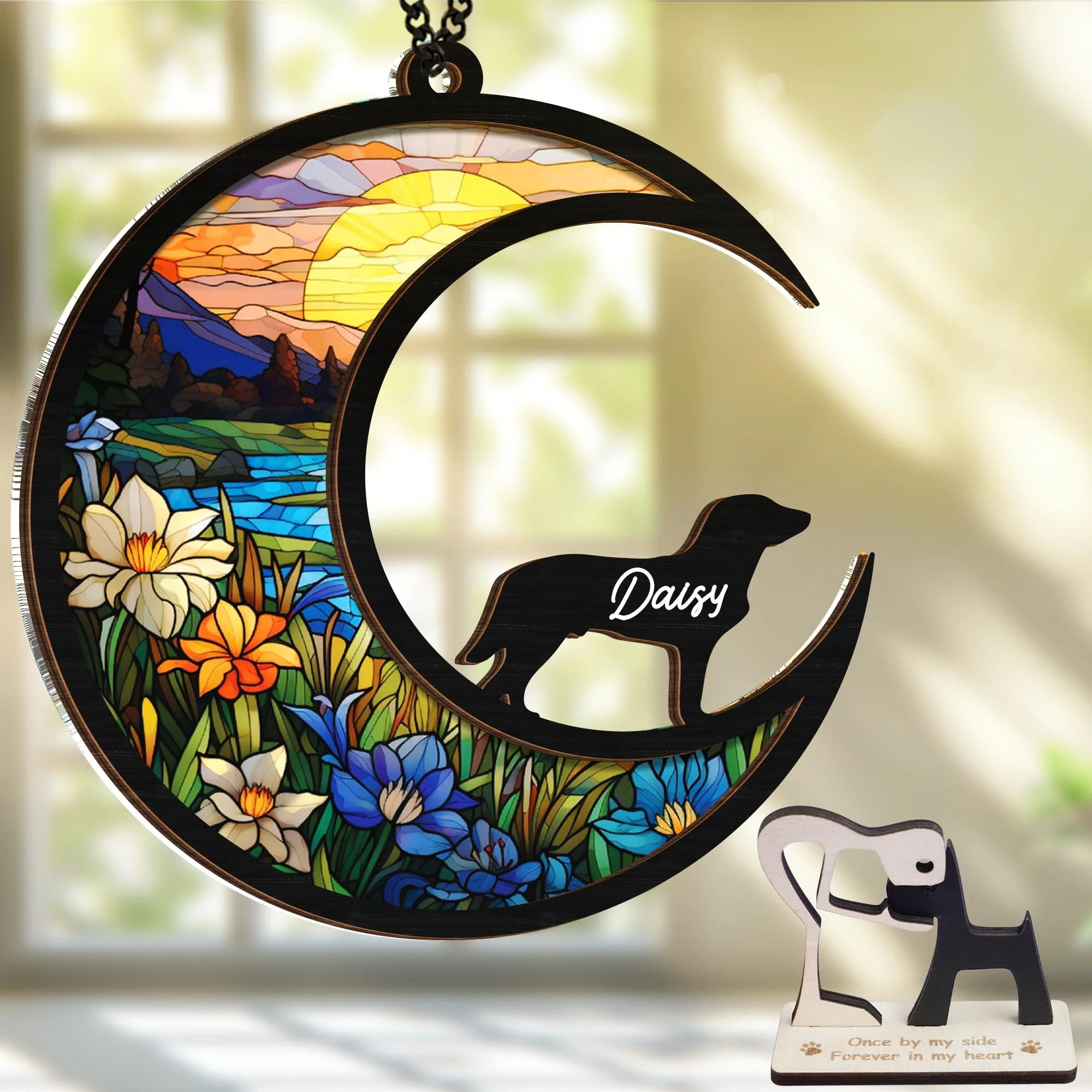 Functional Vinatimes 6'' Chesapeake Bay Retriever Memorial Suncatcher – Custom Name Dog Ornament Original